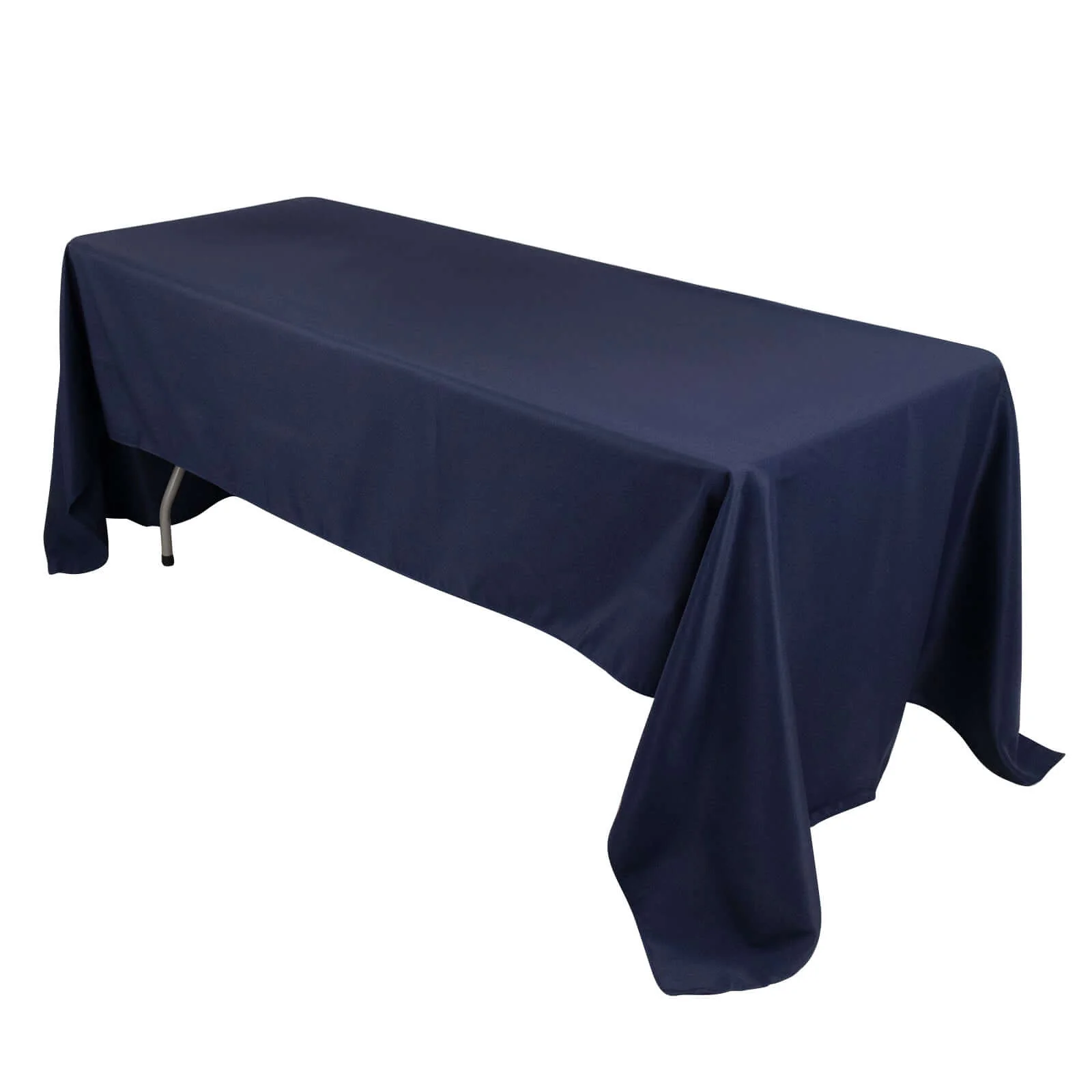 Premium Polyester Rectangle Tablecloth 60"x126" Navy Blue - 220GSM Wrinkle-Resistant Table Cover - Image 3