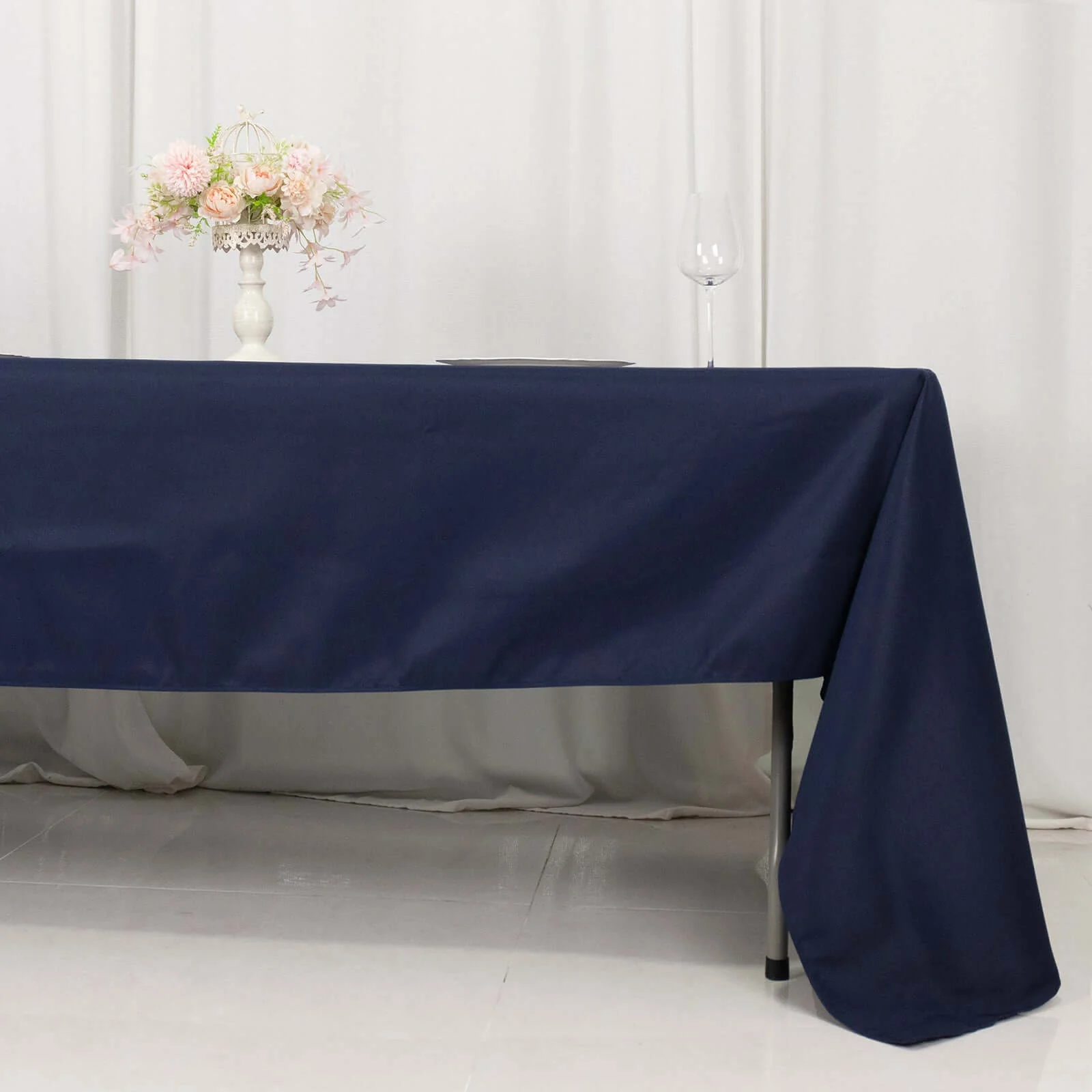 Premium Polyester Rectangle Tablecloth 60"x126" Navy Blue - 220GSM Wrinkle-Resistant Table Cover - Image 7