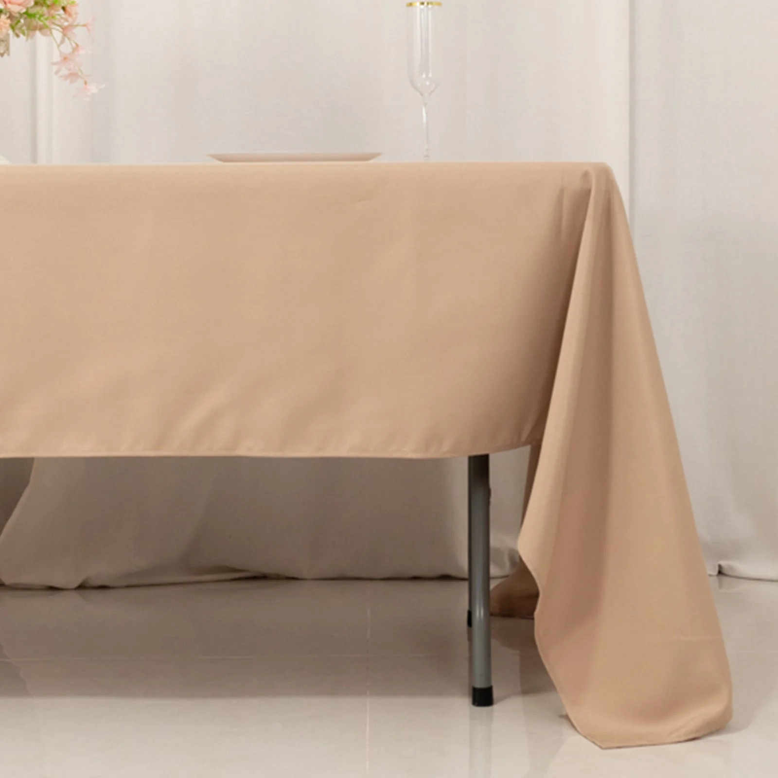 Premium Polyester Rectangle Tablecloth 60"x126" Nude - 220GSM Wrinkle-Resistant Table Cover - Image 2
