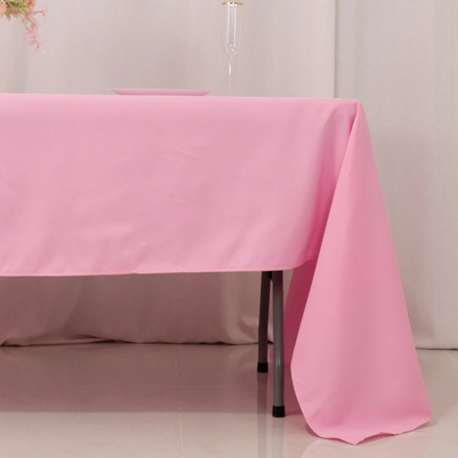 Premium Polyester Rectangle Tablecloth 60"x126" Pink - 220GSM Wrinkle-Resistant Table Cover - Image 2