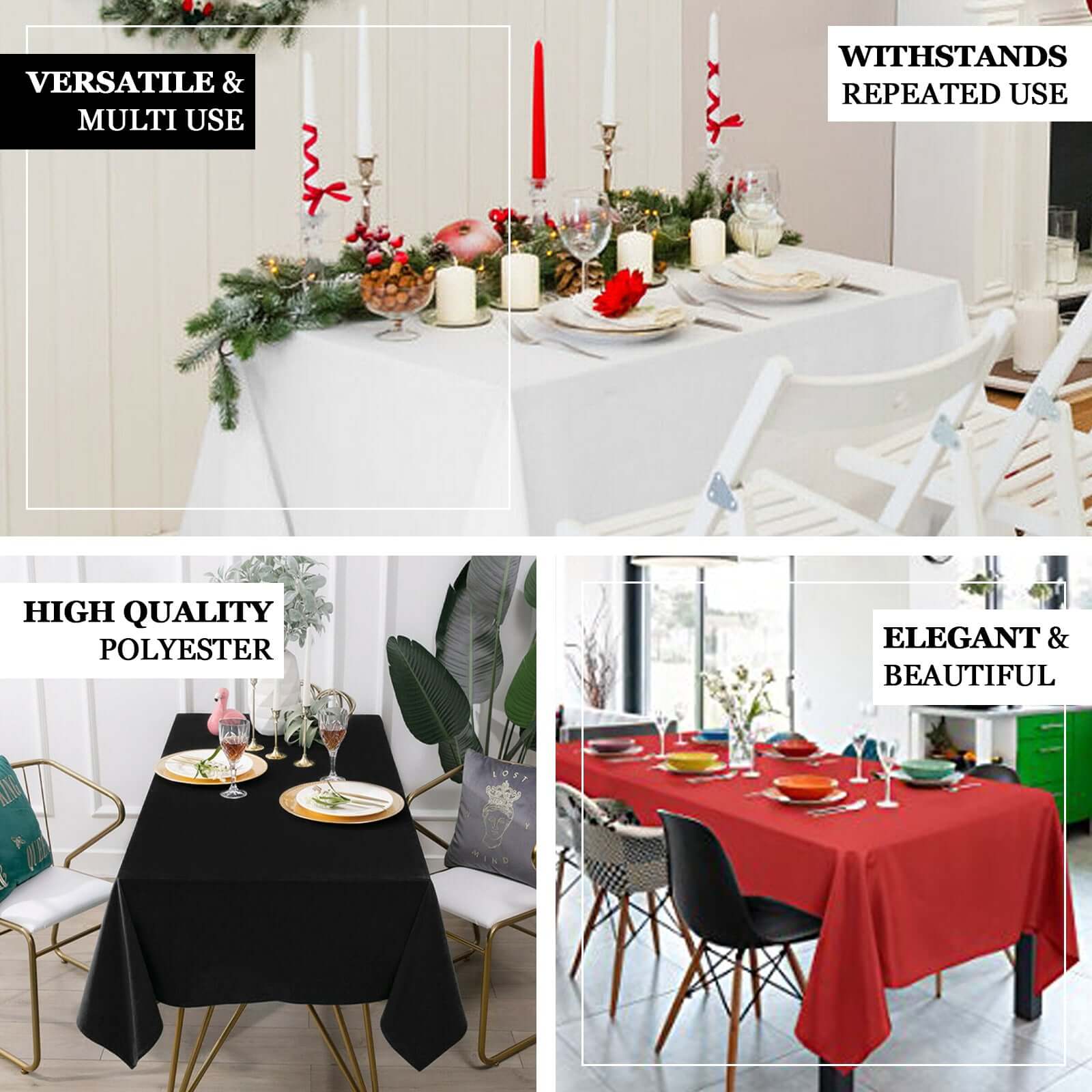 Premium Polyester Rectangle Tablecloth 60"x126" Purple - 220GSM Wrinkle-Resistant Table Cover - Image 4