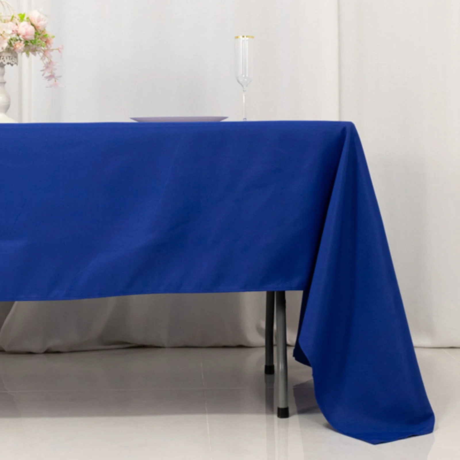 Premium Polyester Rectangle Tablecloth 60"x126" Royal Blue - 220GSM Wrinkle-Resistant Table Cover - Image 2