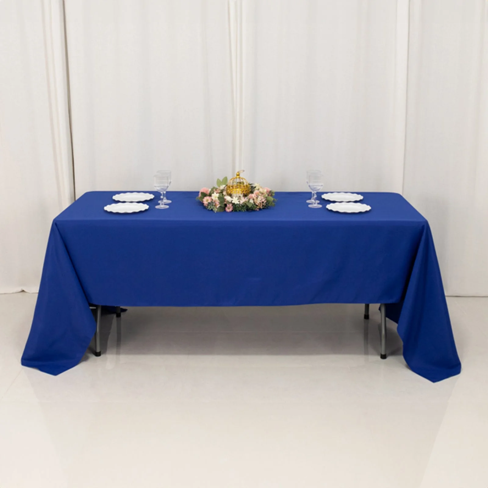 Premium Polyester Rectangle Tablecloth 60"x126" Royal Blue - 220GSM Wrinkle-Resistant Table Cover - Image 6