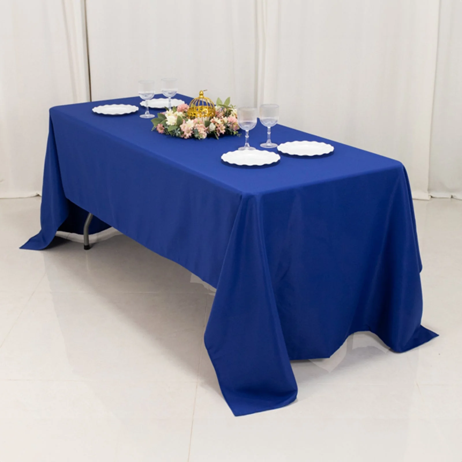 Premium Polyester Rectangle Tablecloth 60"x126" Royal Blue - 220GSM Wrinkle-Resistant Table Cover - Image 7