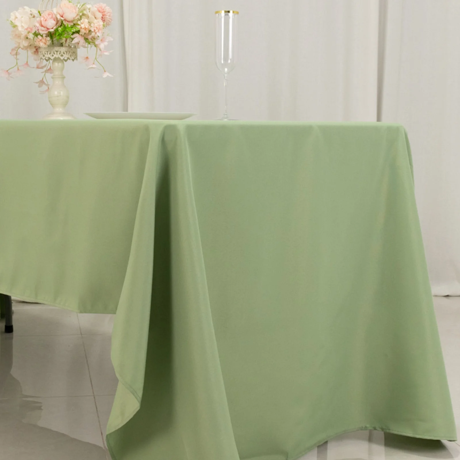 Premium Polyester Rectangle Tablecloth 60"x126" Sage Green - 220GSM Wrinkle-Resistant Table Cover - Image 7