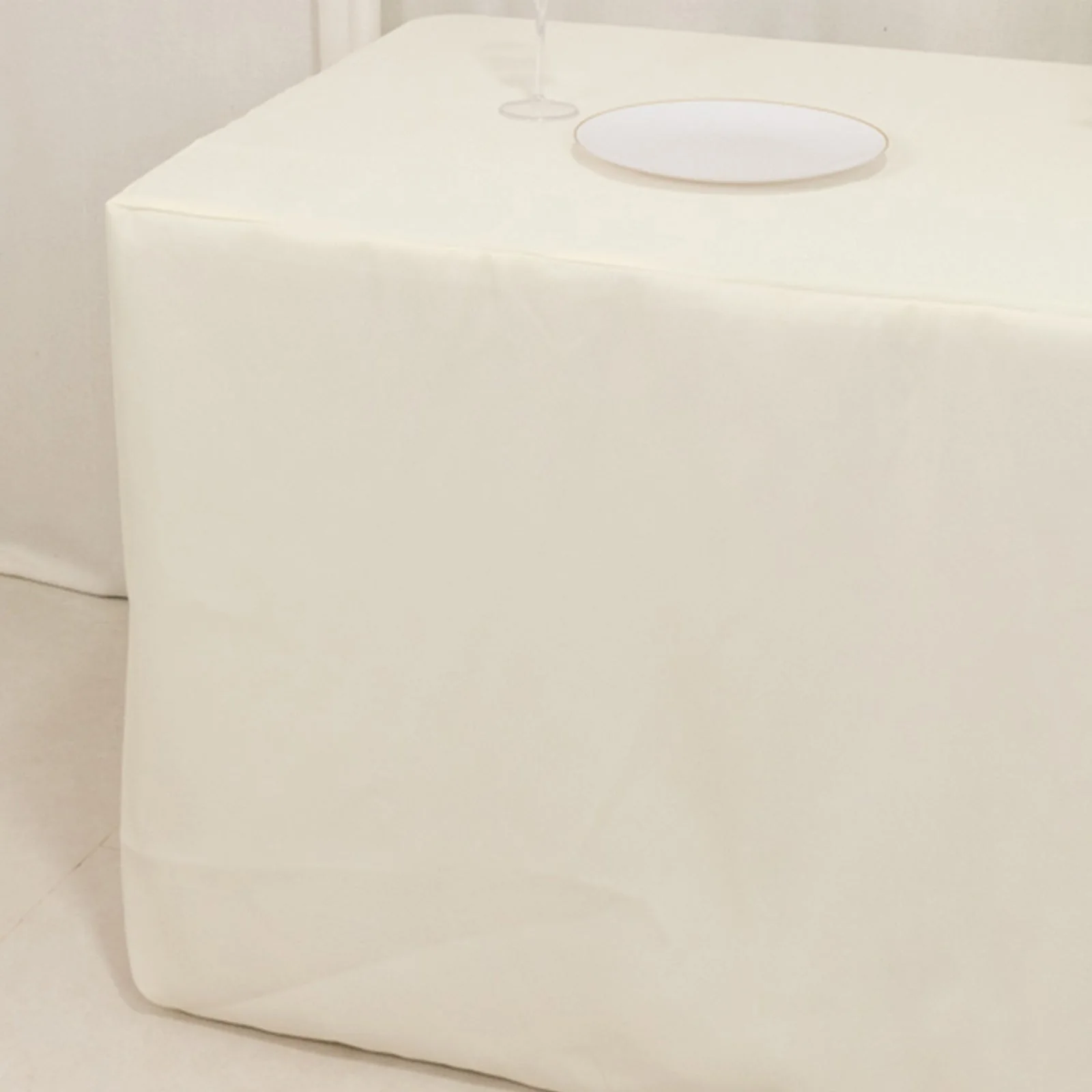 Premium Polyester Rectangle Tablecloth 6ft Ivory - Durable Fitted 220GSM Table Cover - Image 5