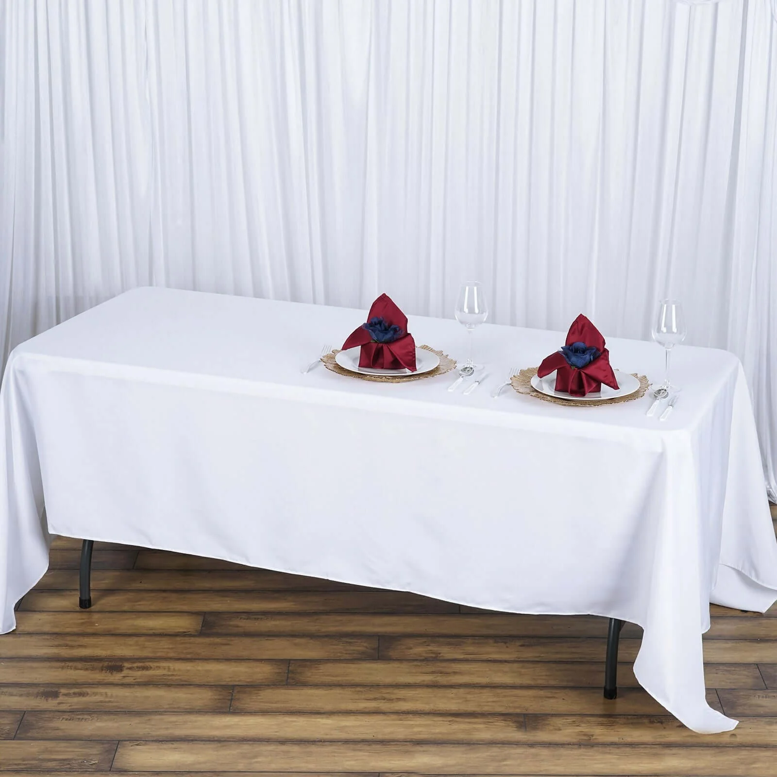 Premium Polyester Rectangle Tablecloth 72"x120" White - 220GSM Wrinkle-Resistant and Durable Finish for Chic Weddings & Events - Image 5