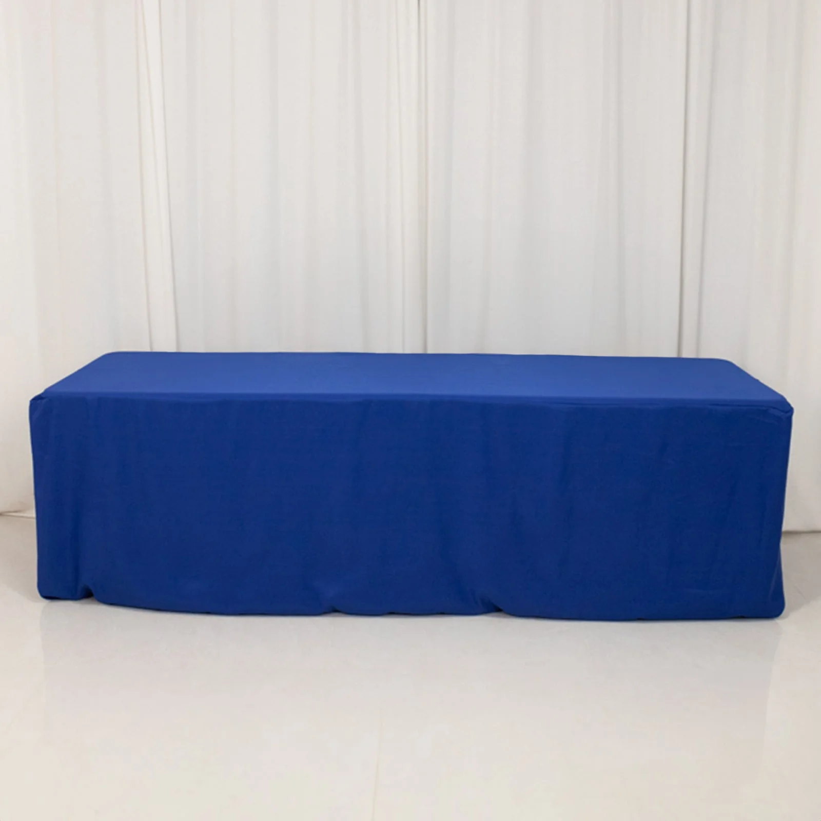 Premium Polyester Rectangle Tablecloth 8ft Royal Blue - Durable Fitted 220GSM Table Cover