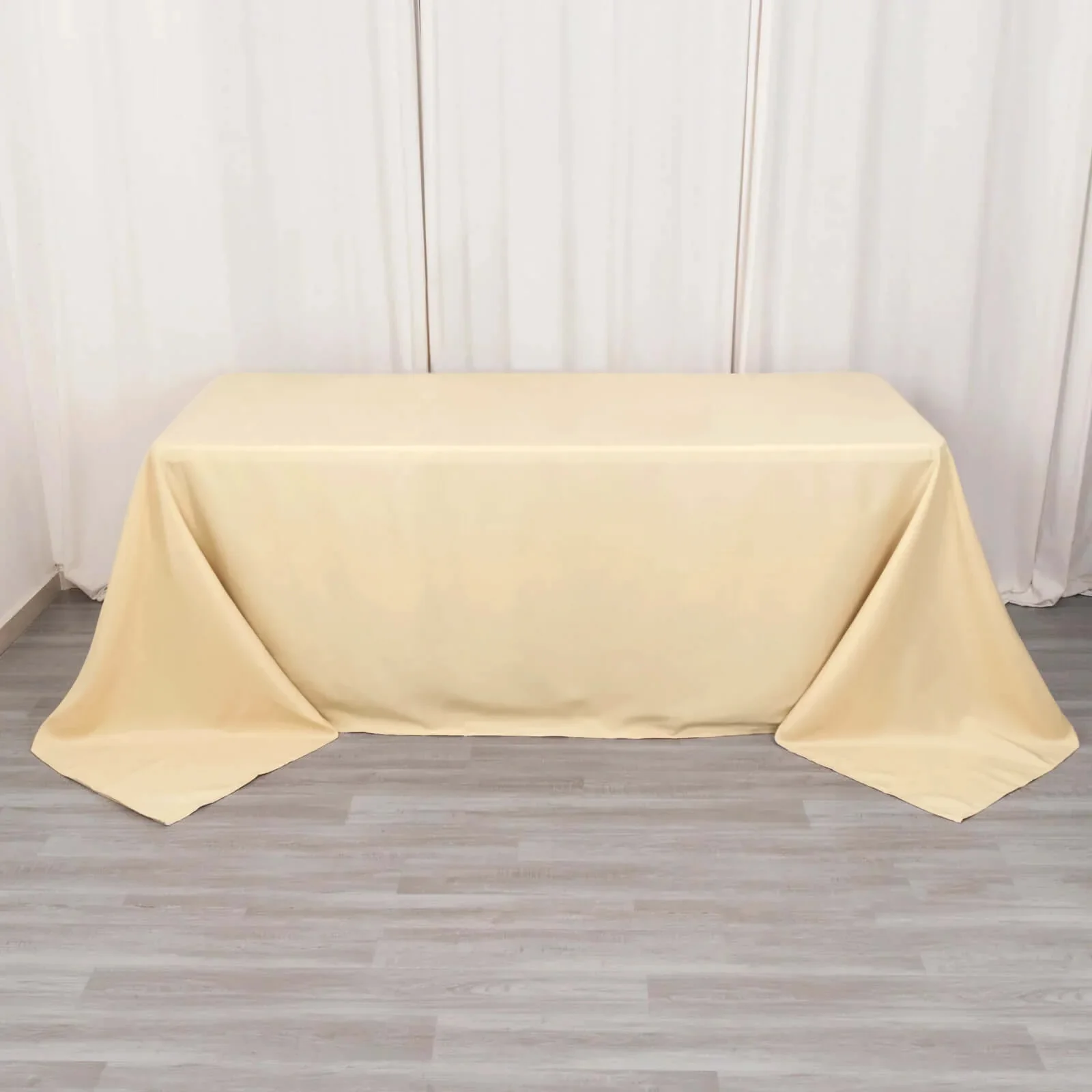 Premium Polyester Rectangle Tablecloth 90"x132" Beige - Seamless 220GSM Wrinkle-Resistant & Durable Fabric