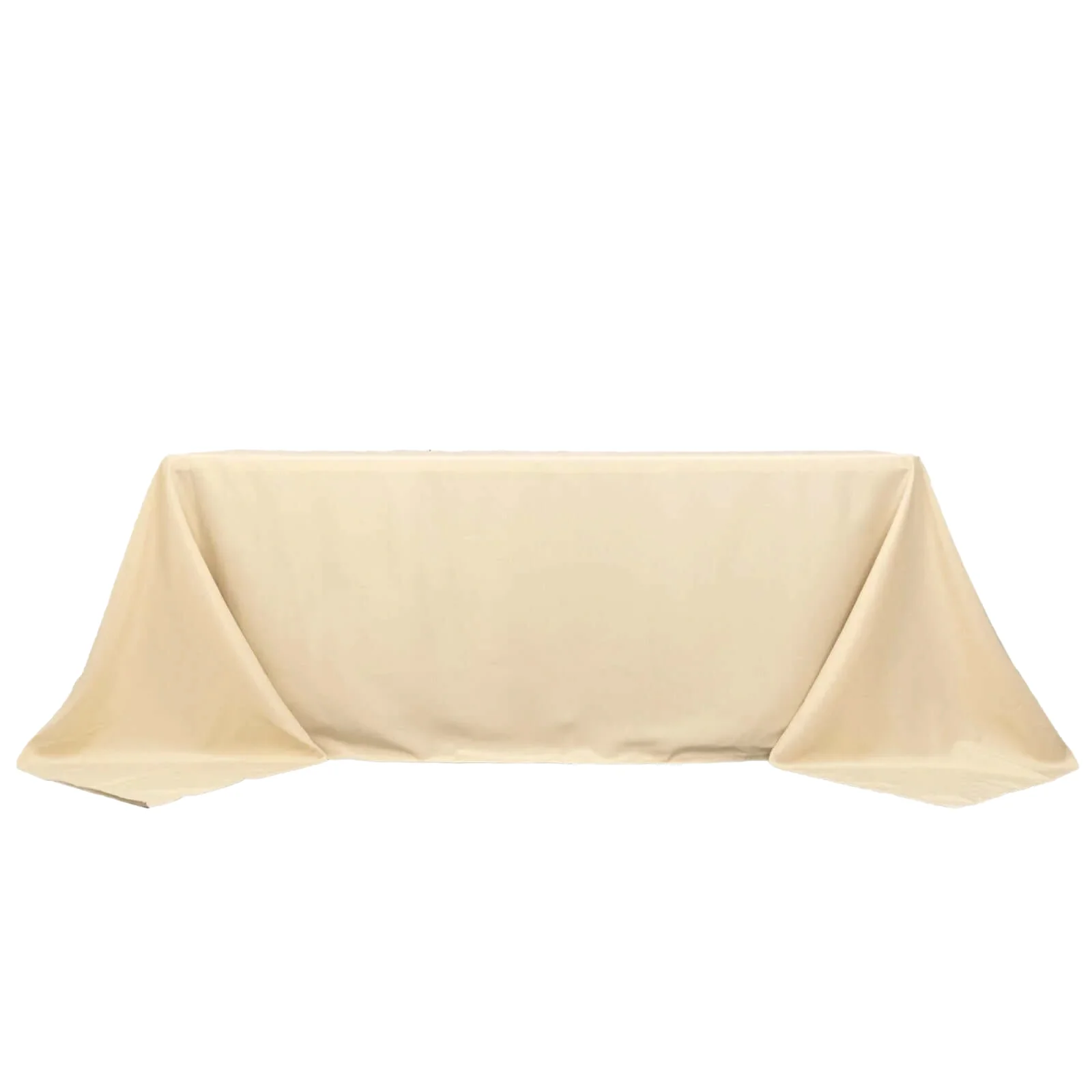 Premium Polyester Rectangle Tablecloth 90"x132" Beige - Seamless 220GSM Wrinkle-Resistant & Durable Fabric - Image 3