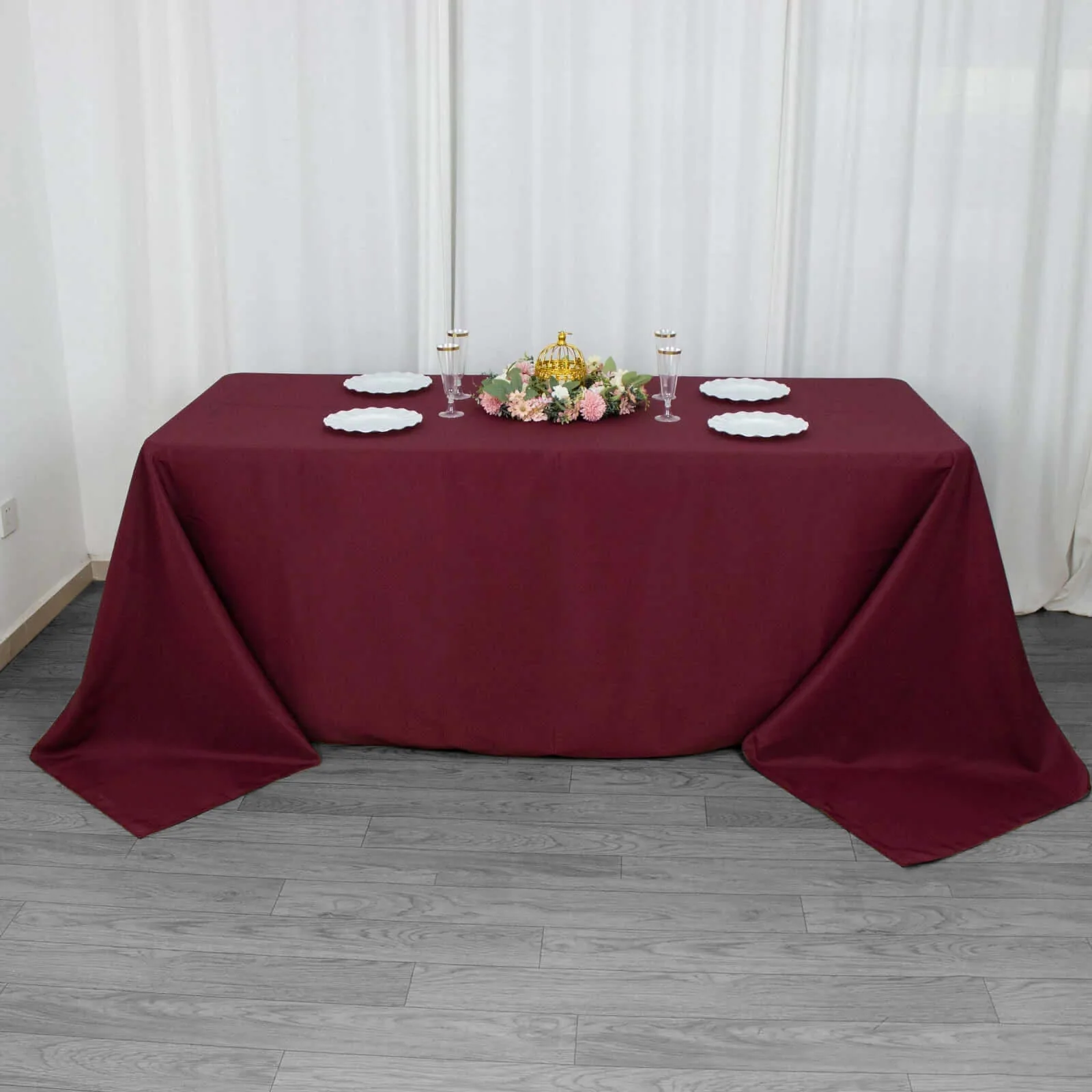 Premium Polyester Rectangle Tablecloth 90"x132" Burgundy - Seamless 220GSM Wrinkle-Resistant & Durable Fabric - Image 7