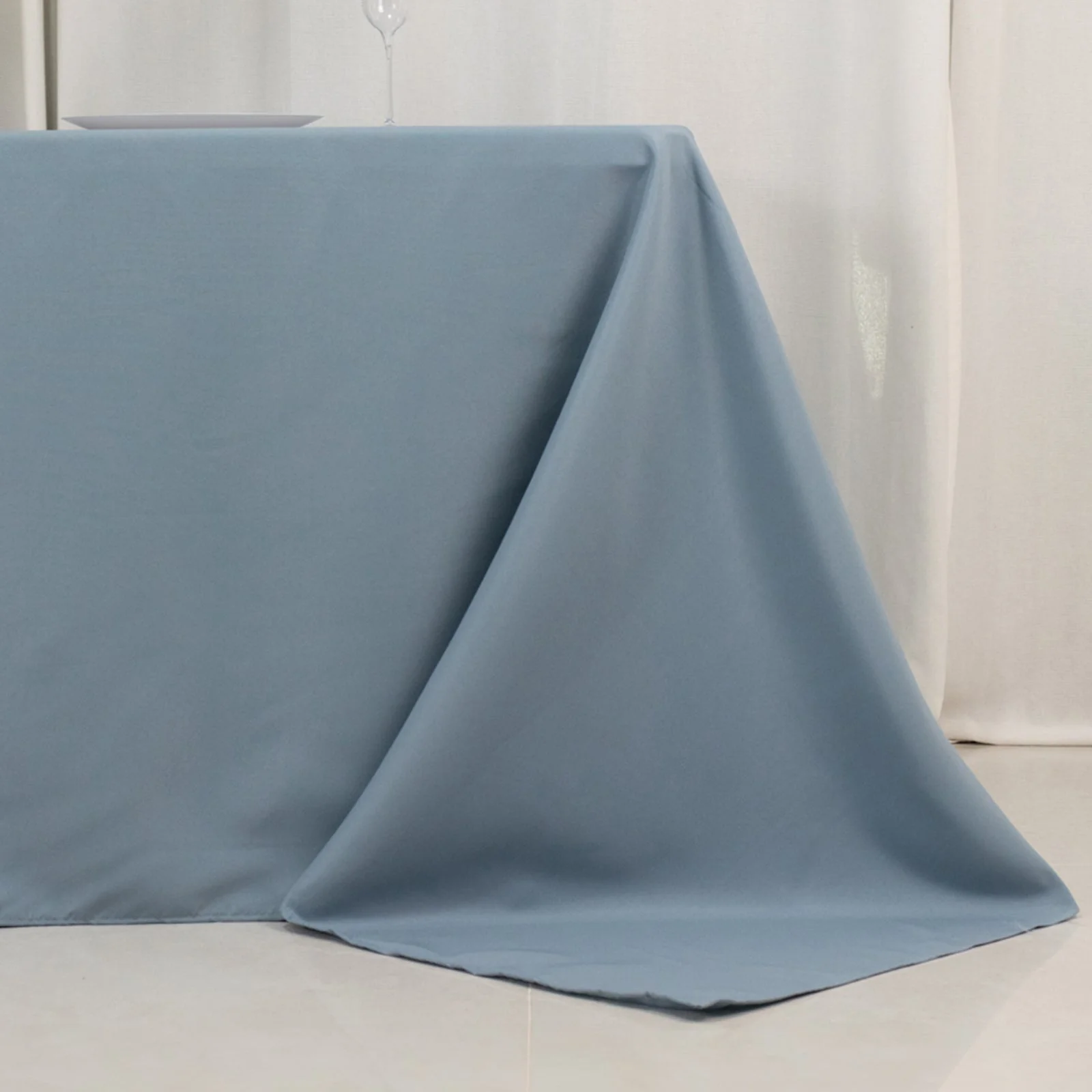 Premium Polyester Rectangle Tablecloth 90"x132" Dusty Blue - Seamless 220GSM Wrinkle-Resistant & Durable Fabric - Image 2