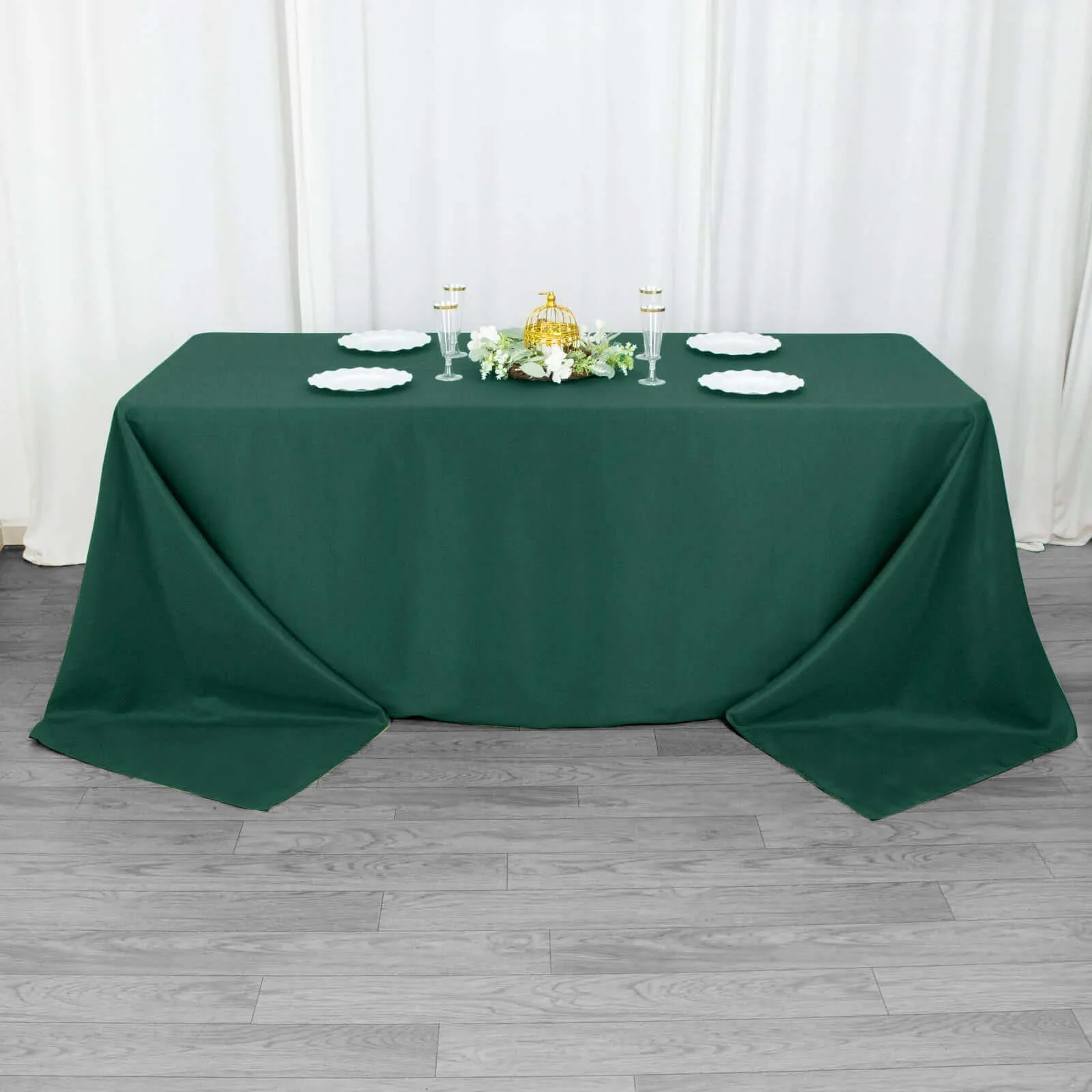 Premium Polyester Rectangle Tablecloth 90"x132" Hunter Emerald Green - Seamless 220GSM Wrinkle-Resistant & Durable Fabric - Image 6