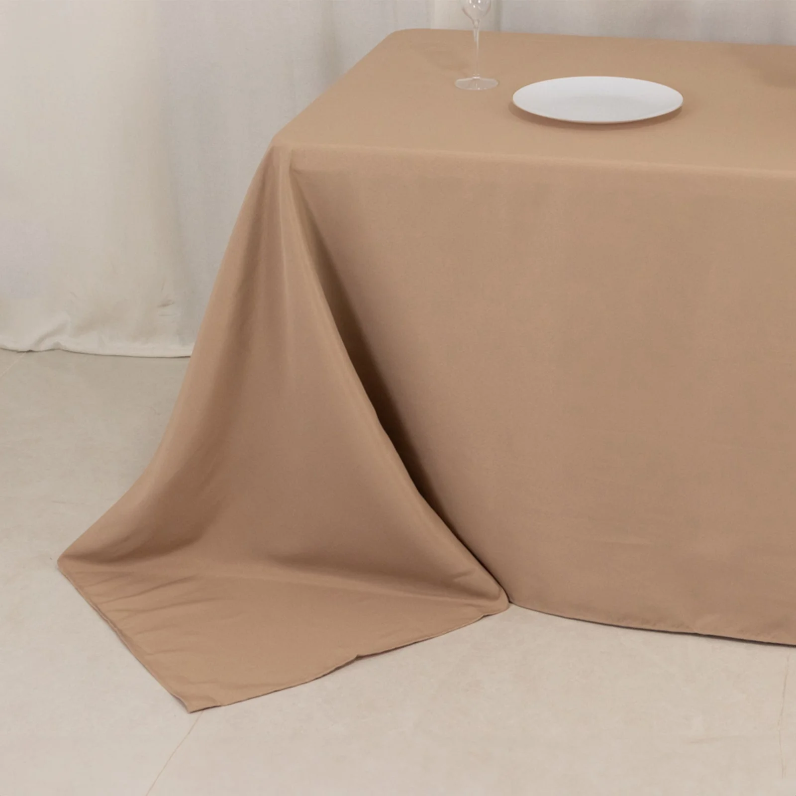 Premium Polyester Rectangle Tablecloth 90"x132" Nude - Seamless 220GSM Wrinkle-Resistant & Durable Fabric - Image 7