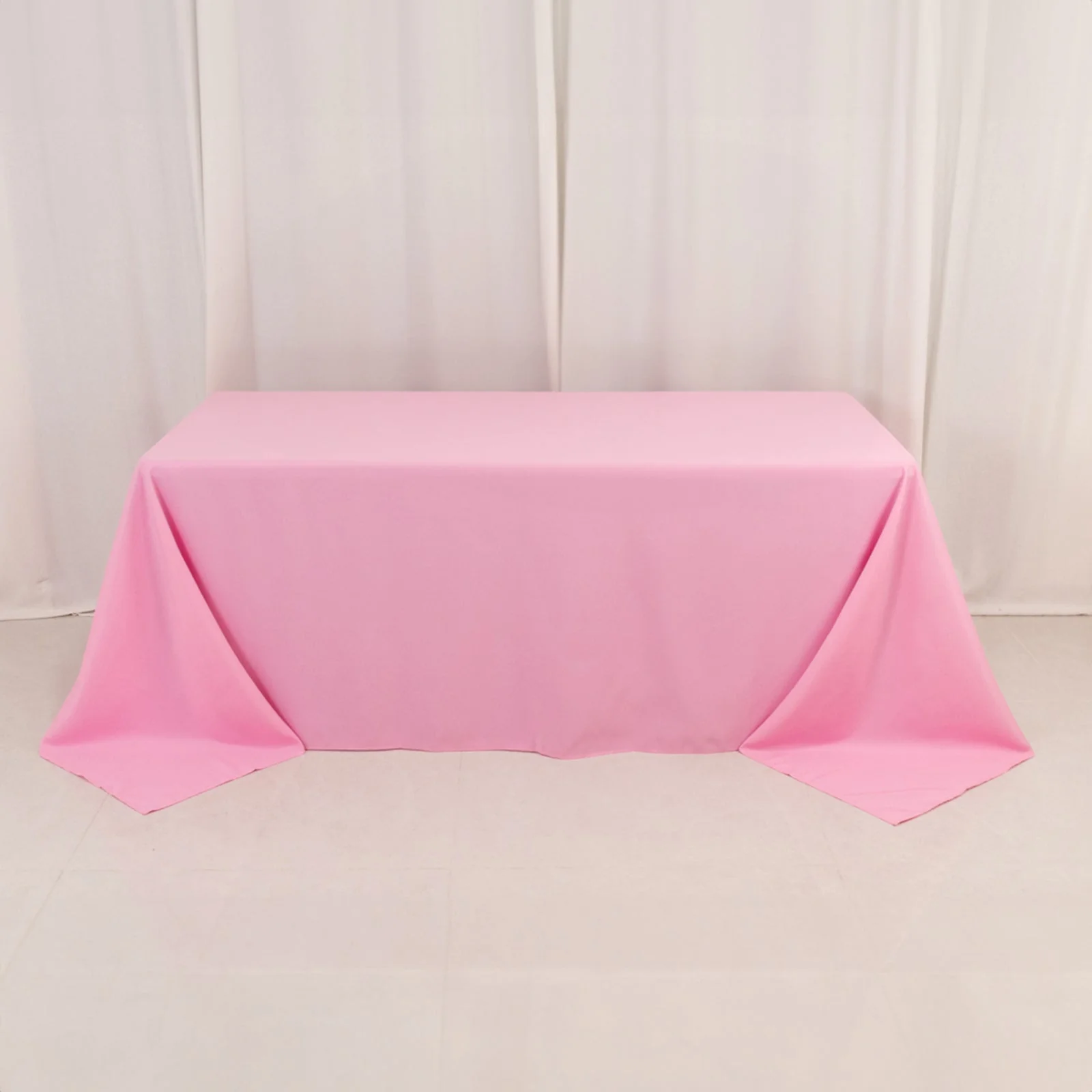 Premium Polyester Rectangle Tablecloth 90"x132" Pink - Seamless 220GSM Wrinkle-Resistant & Durable Fabric