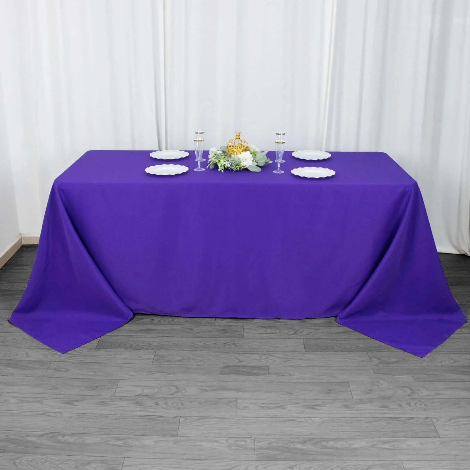 Premium Polyester Rectangle Tablecloth 90"x132" Purple - Seamless 220GSM Wrinkle-Resistant & Durable Fabric - Image 3