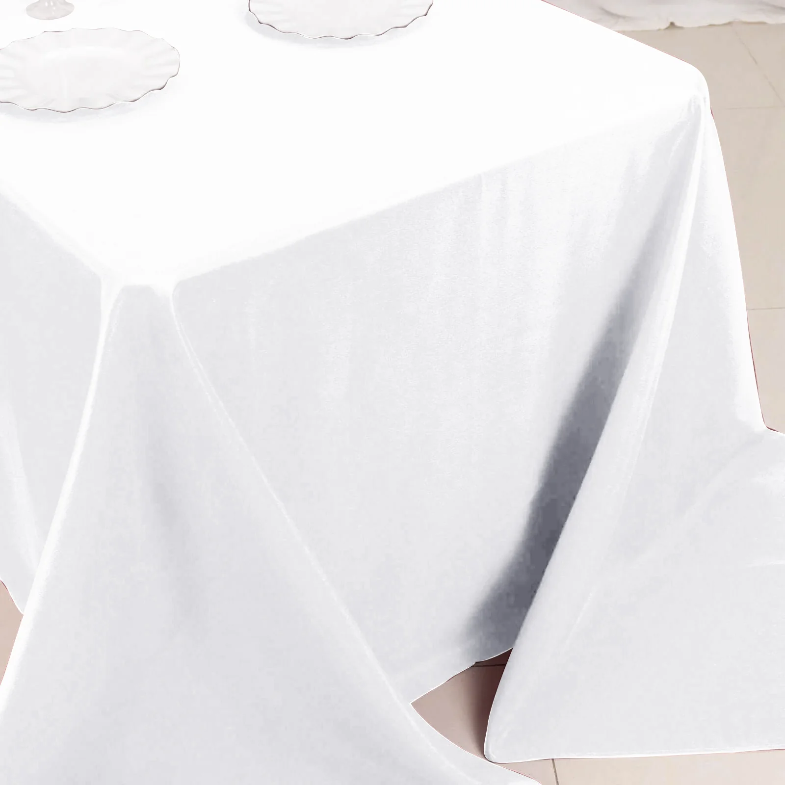 Premium Polyester Rectangle Tablecloth 90"x132" White - Seamless 220GSM Wrinkle-Resistant & Durable Fabric - Image 7