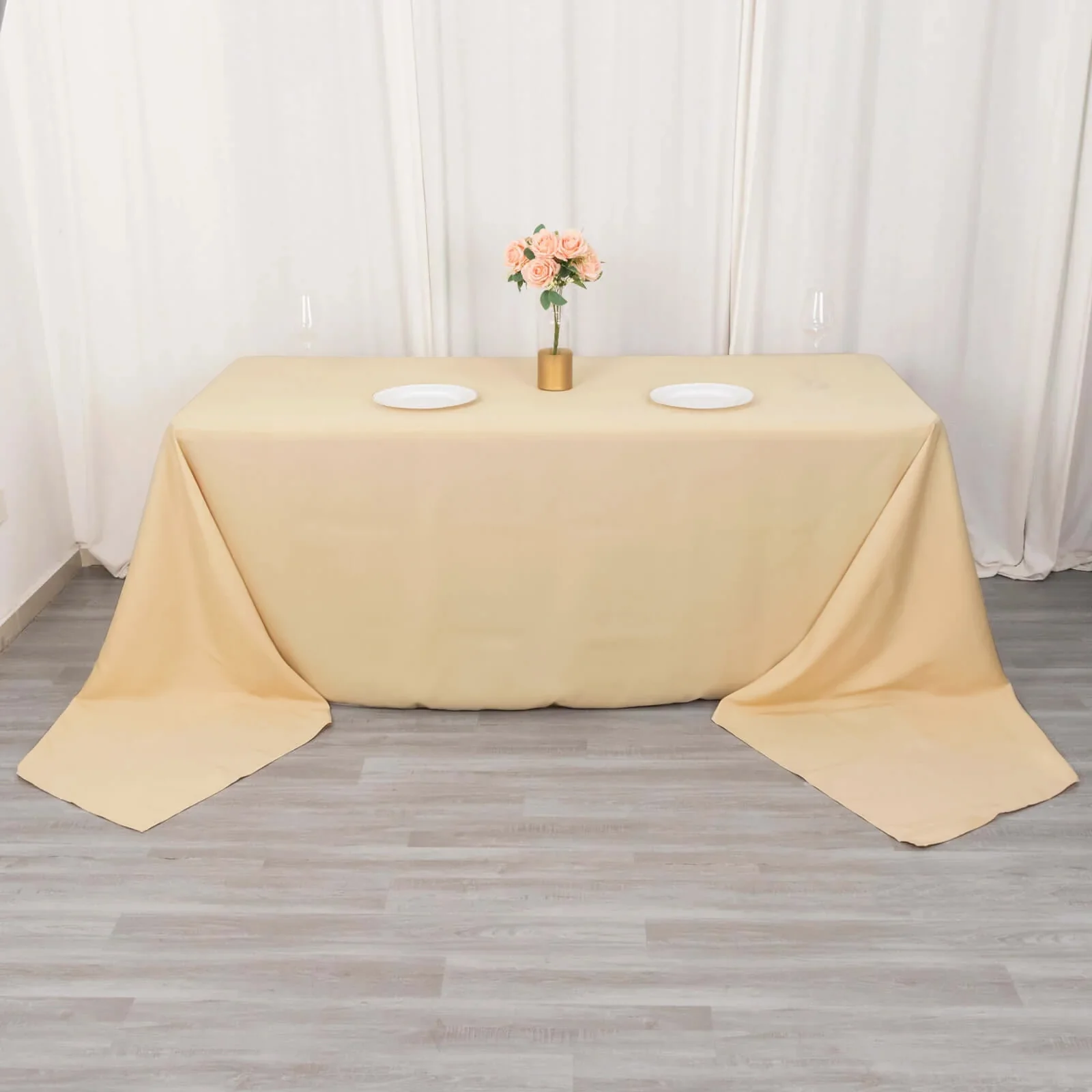 Premium Polyester Rectangle Tablecloth 90"x156" Beige - Seamless 220GSM Wrinkle-Resistant & Durable Finish - Image 6
