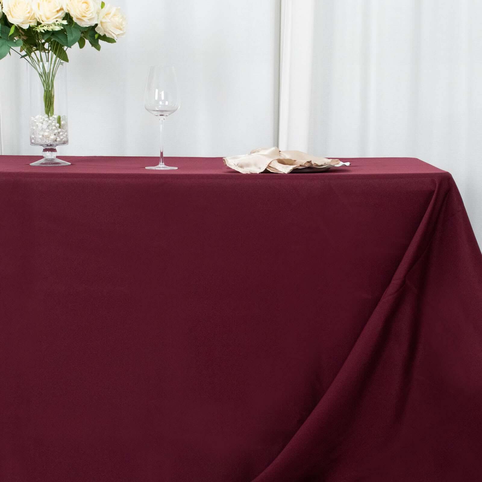 Premium Polyester Rectangle Tablecloth 90"x156" Burgundy - Seamless 220GSM Wrinkle-Resistant & Durable Finish - Image 7