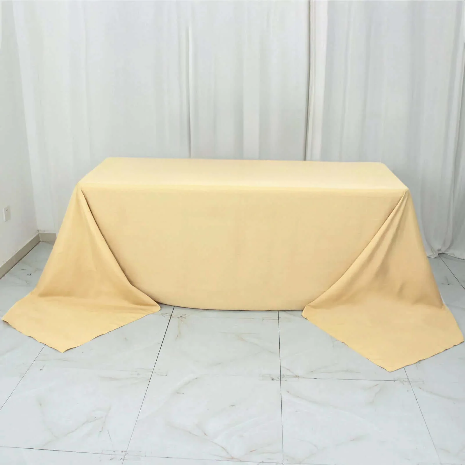 Premium Polyester Rectangle Tablecloth 90"x156" Champagne - Seamless 220GSM Wrinkle-Resistant & Durable Finish