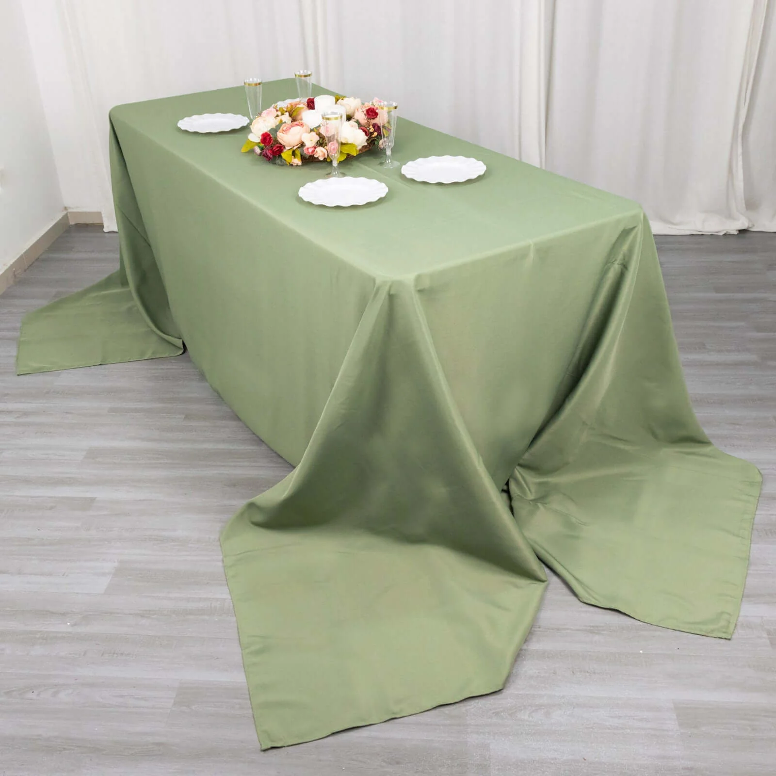 Premium Polyester Rectangle Tablecloth 90"x156" Dusty Sage Green - Seamless 220GSM Wrinkle-Resistant & Durable Finish - Image 2