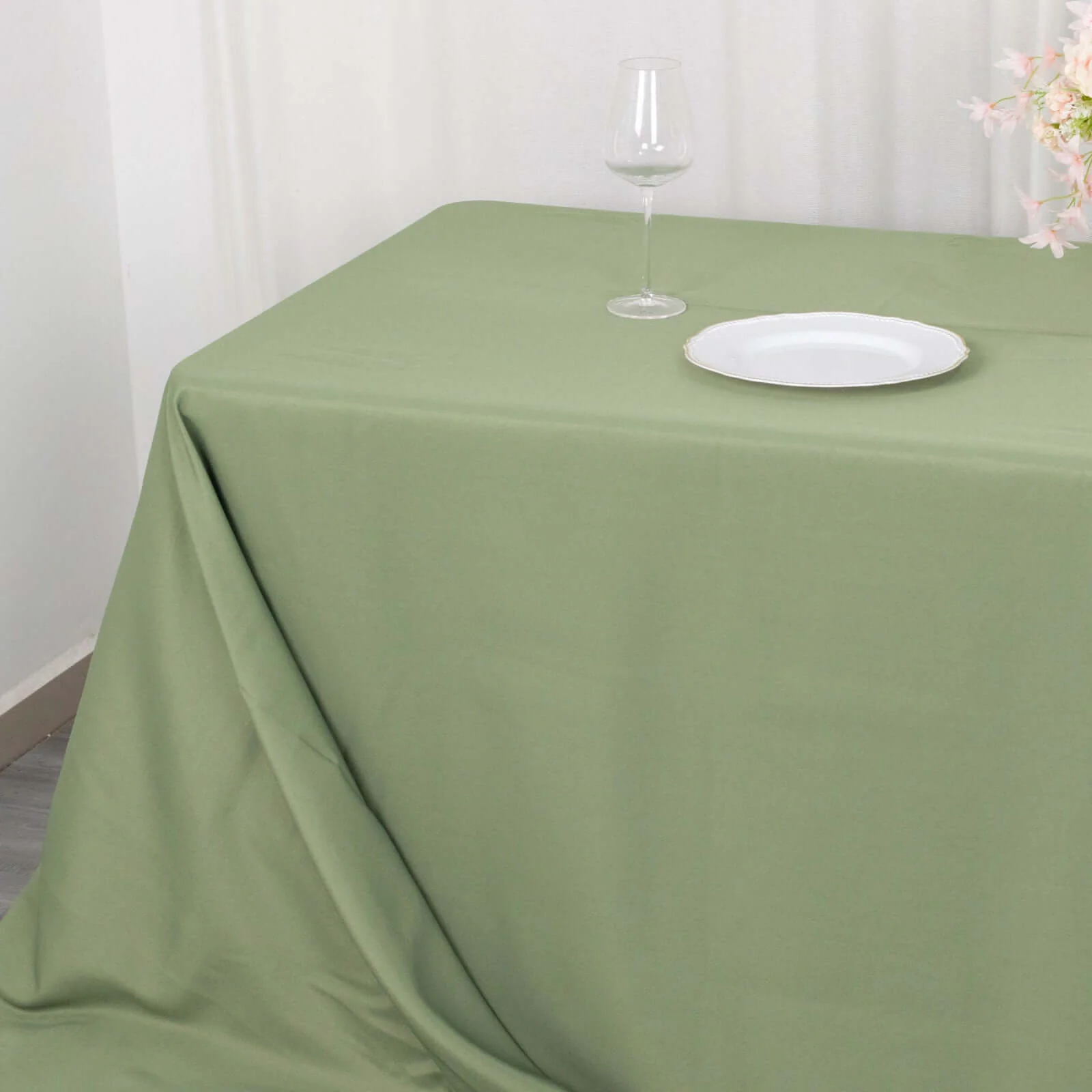 Premium Polyester Rectangle Tablecloth 90"x156" Dusty Sage Green - Seamless 220GSM Wrinkle-Resistant & Durable Finish - Image 6