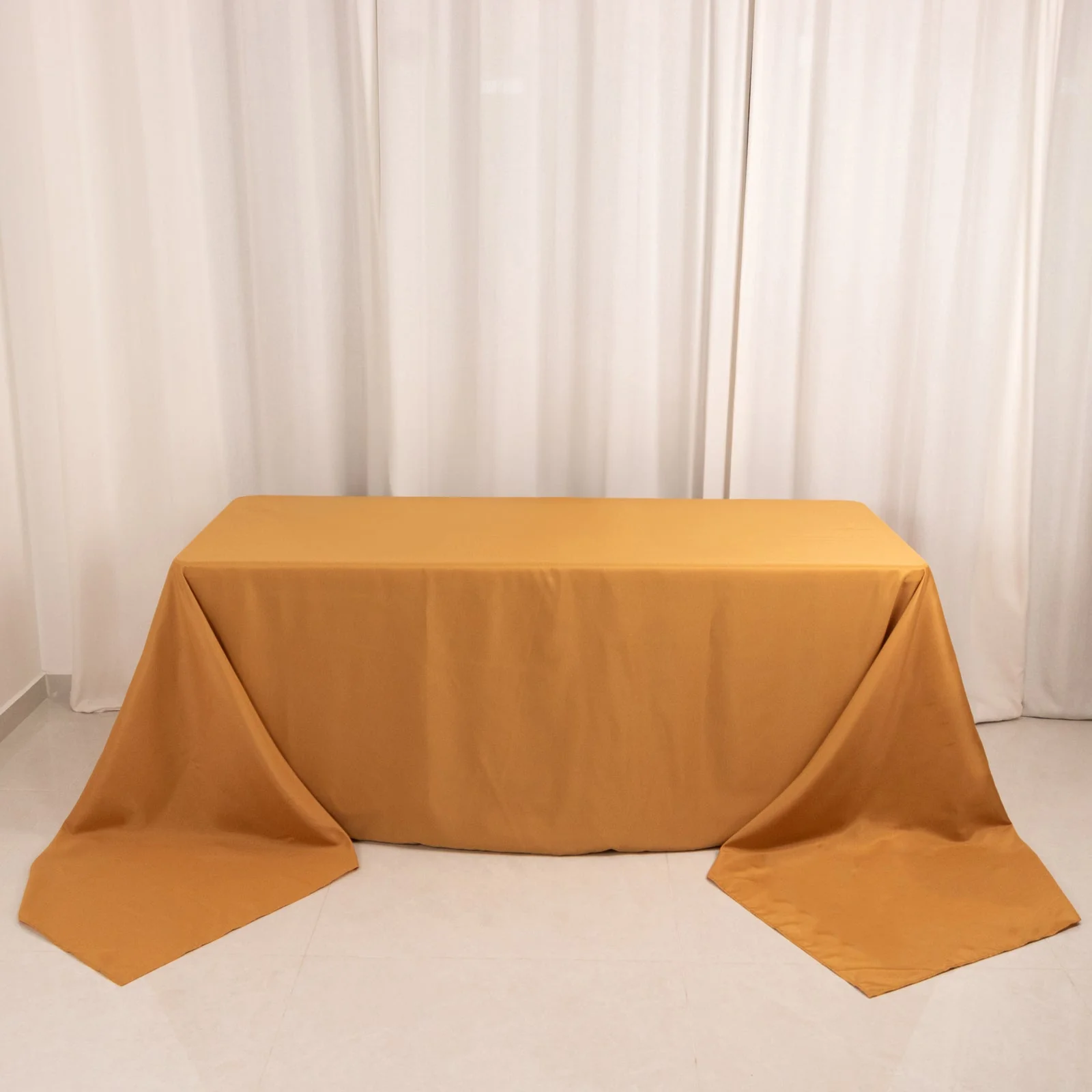Premium Polyester Rectangle Tablecloth 90"x156" Gold - Seamless 220GSM Wrinkle-Resistant & Durable Finish