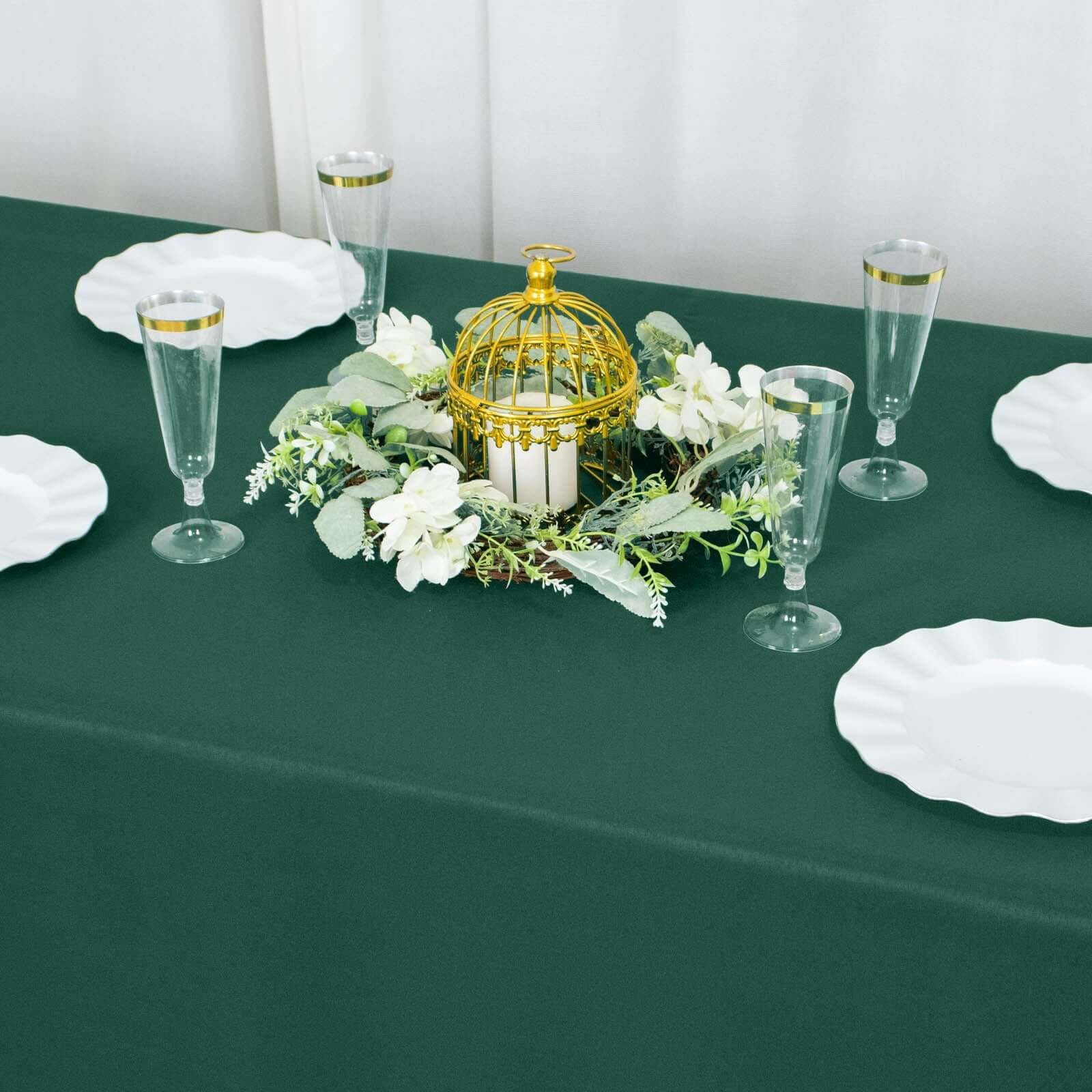Premium Polyester Rectangle Tablecloth 90"x156" Hunter Emerald Green - Seamless 220GSM Wrinkle-Resistant & Durable Finish - Image 7