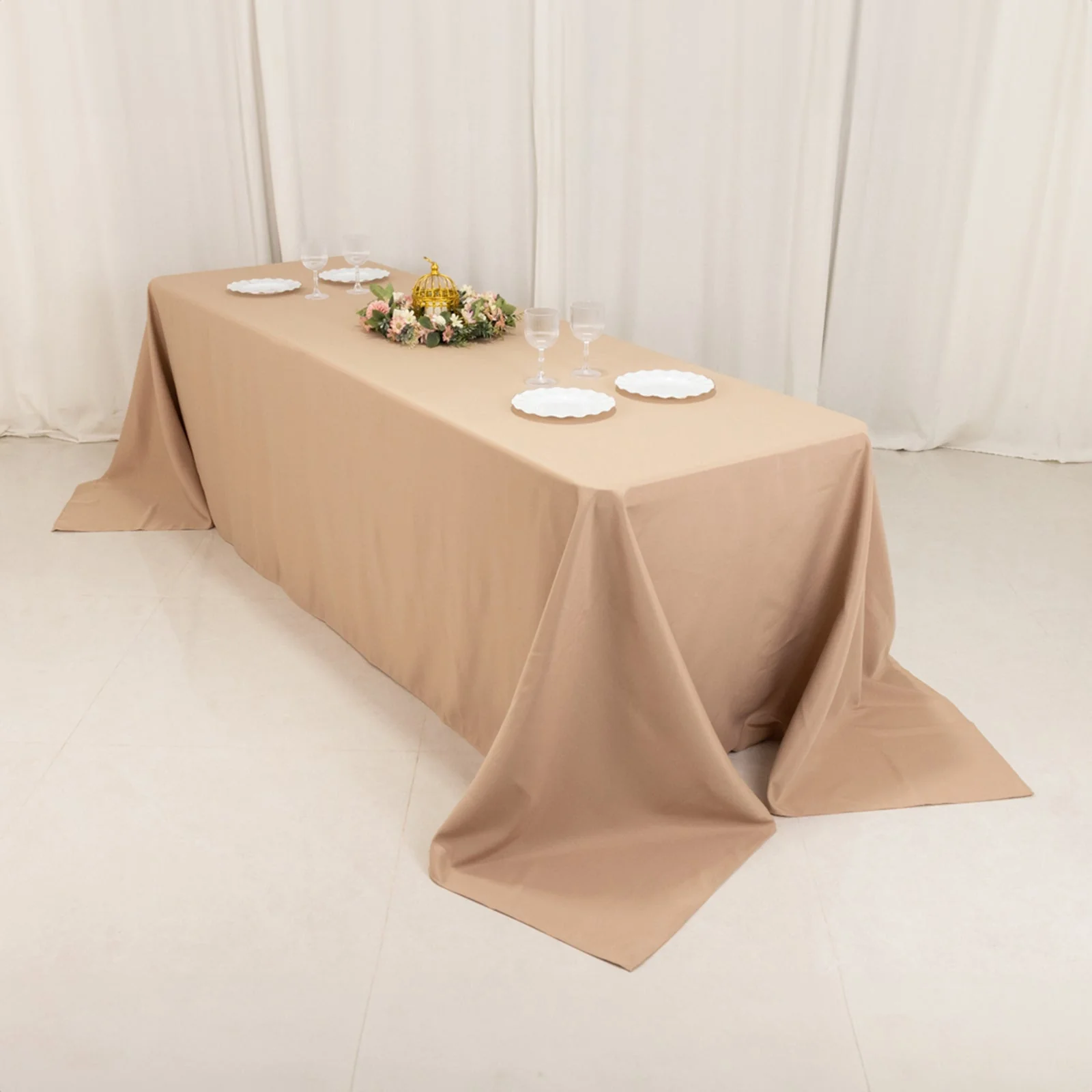 Premium Polyester Rectangle Tablecloth 90"x156" Nude - Seamless 220GSM Wrinkle-Resistant & Durable Finish - Image 6