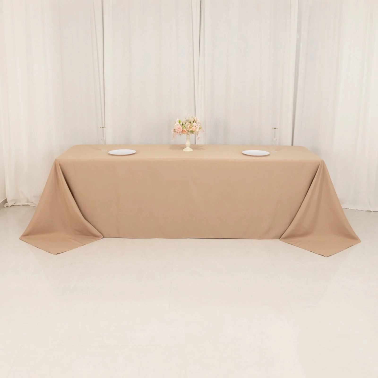 Premium Polyester Rectangle Tablecloth 90"x156" Nude - Seamless 220GSM Wrinkle-Resistant & Durable Finish - Image 7