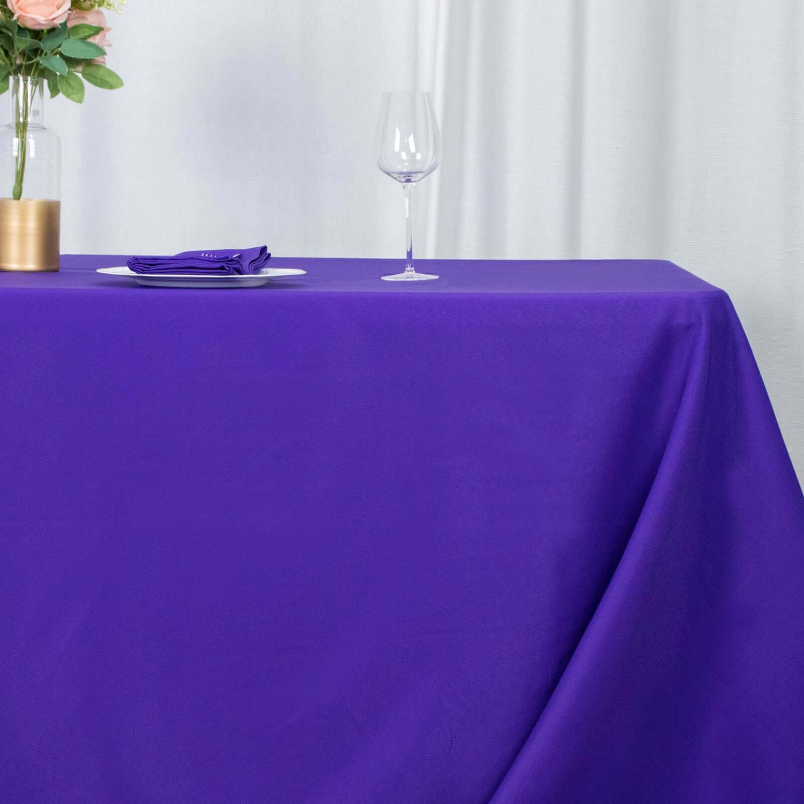 Premium Polyester Rectangle Tablecloth 90"x156" Purple - Seamless 220GSM Wrinkle-Resistant & Durable Finish - Image 2