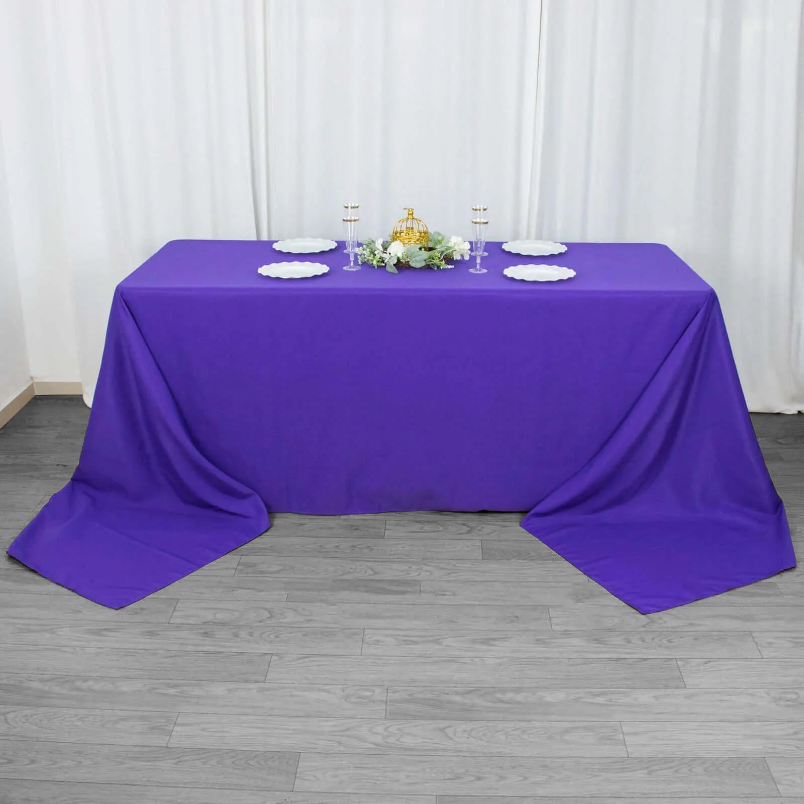 Premium Polyester Rectangle Tablecloth 90"x156" Purple - Seamless 220GSM Wrinkle-Resistant & Durable Finish - Image 3