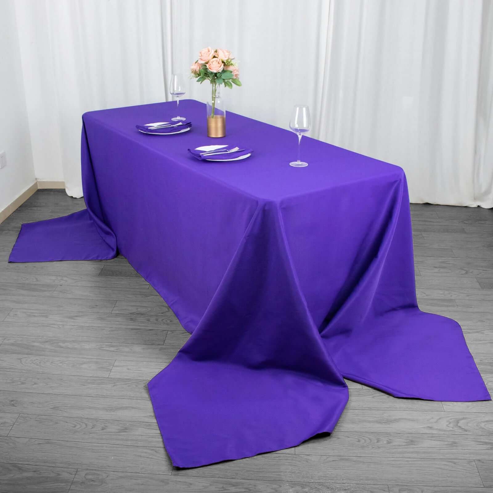 Premium Polyester Rectangle Tablecloth 90"x156" Purple - Seamless 220GSM Wrinkle-Resistant & Durable Finish - Image 7