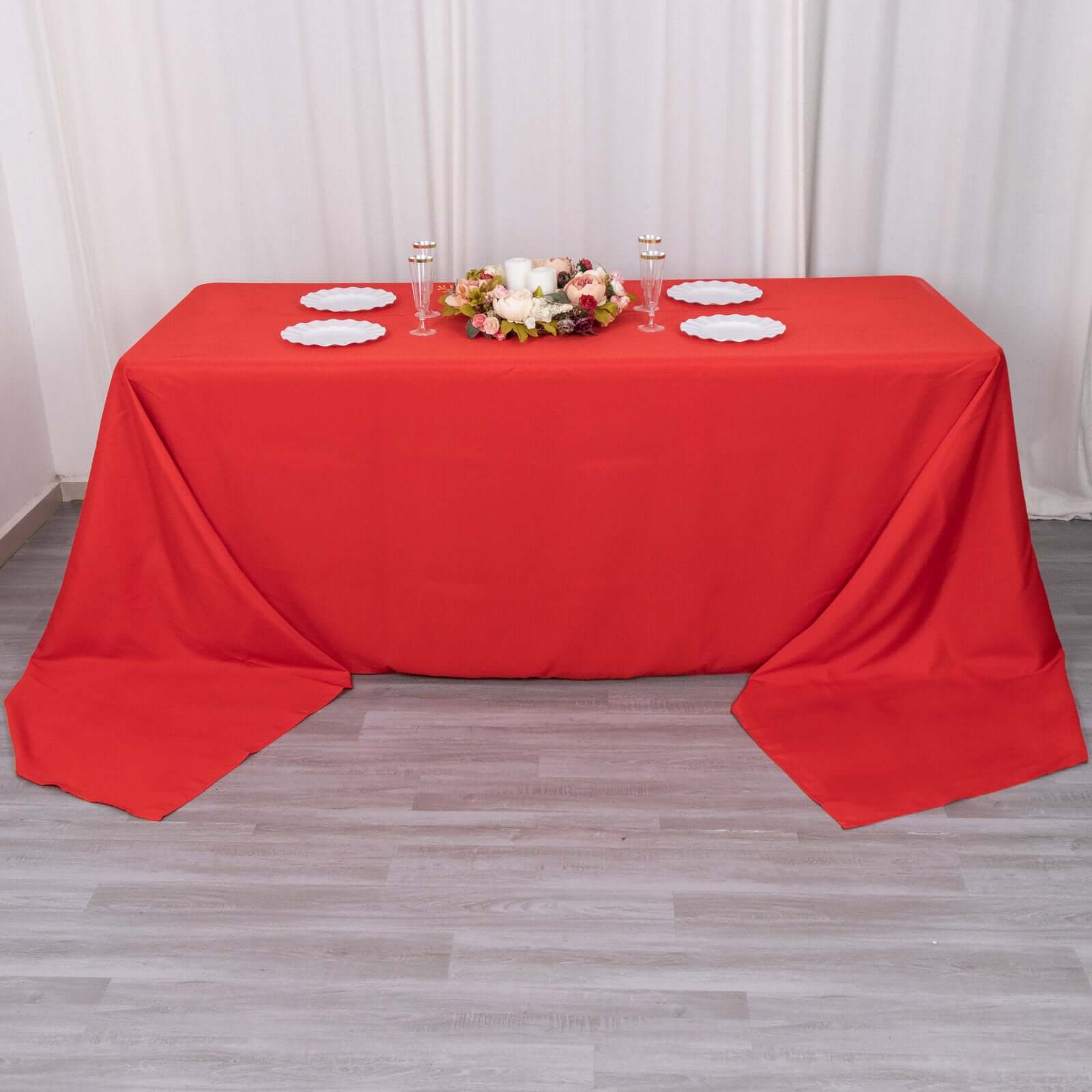 Premium Polyester Rectangle Tablecloth 90"x156" Red - Seamless 220GSM Wrinkle-Resistant & Durable Finish - Image 6