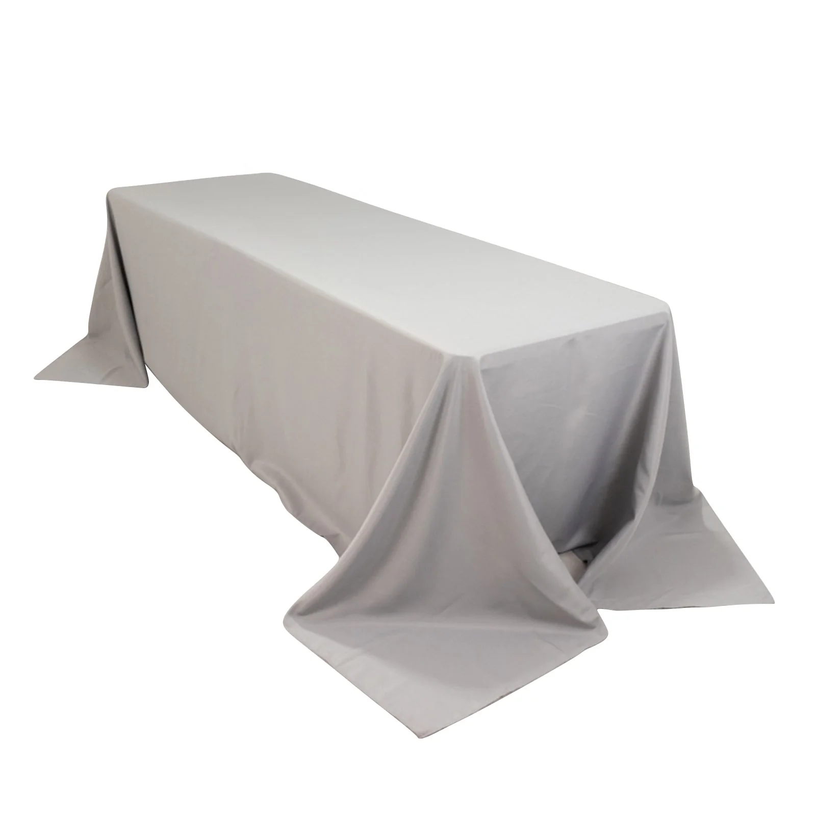 Premium Polyester Rectangle Tablecloth 90"x156" Silver - Seamless 220GSM Wrinkle-Resistant & Durable Finish - Image 3