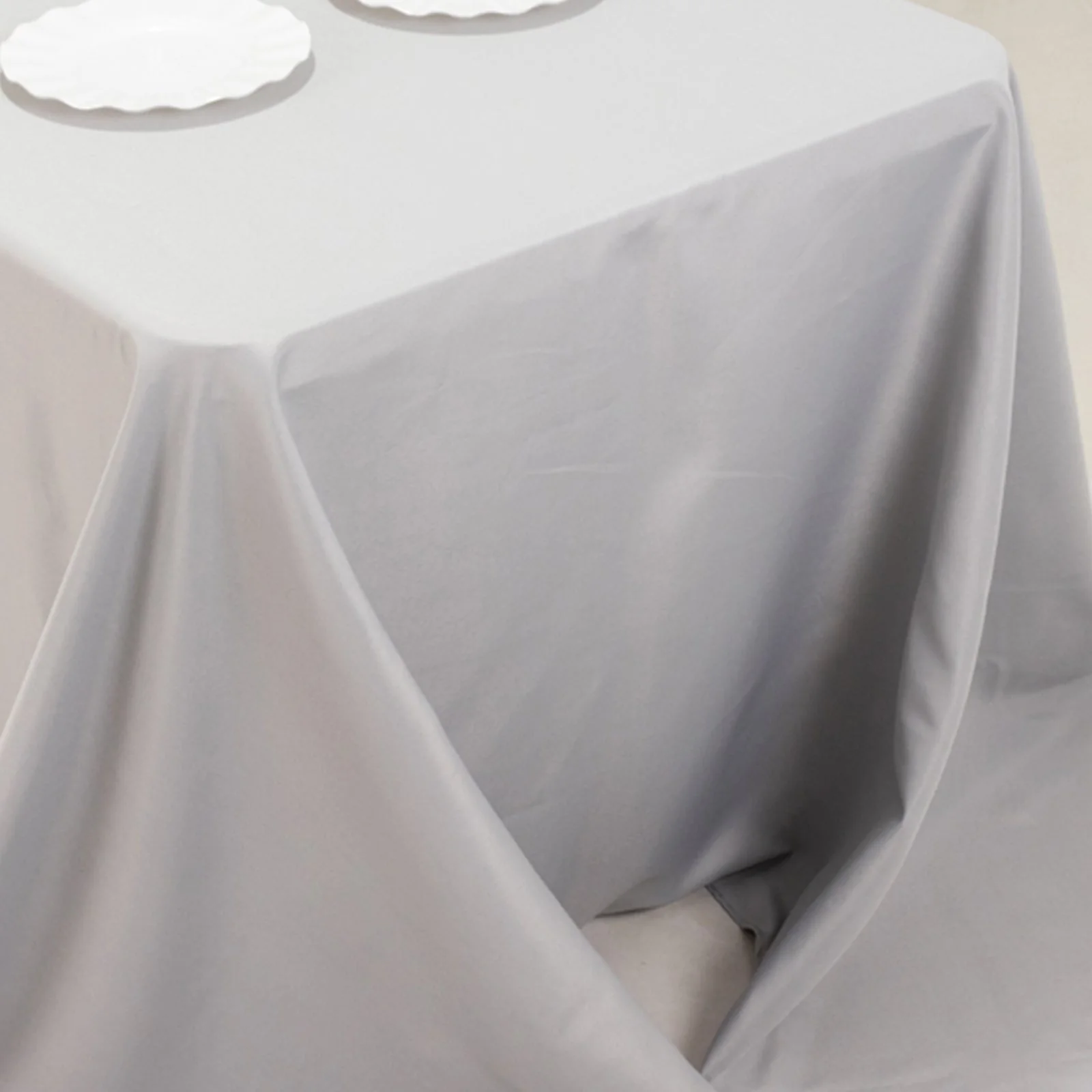 Premium Polyester Rectangle Tablecloth 90"x156" Silver - Seamless 220GSM Wrinkle-Resistant & Durable Finish - Image 8