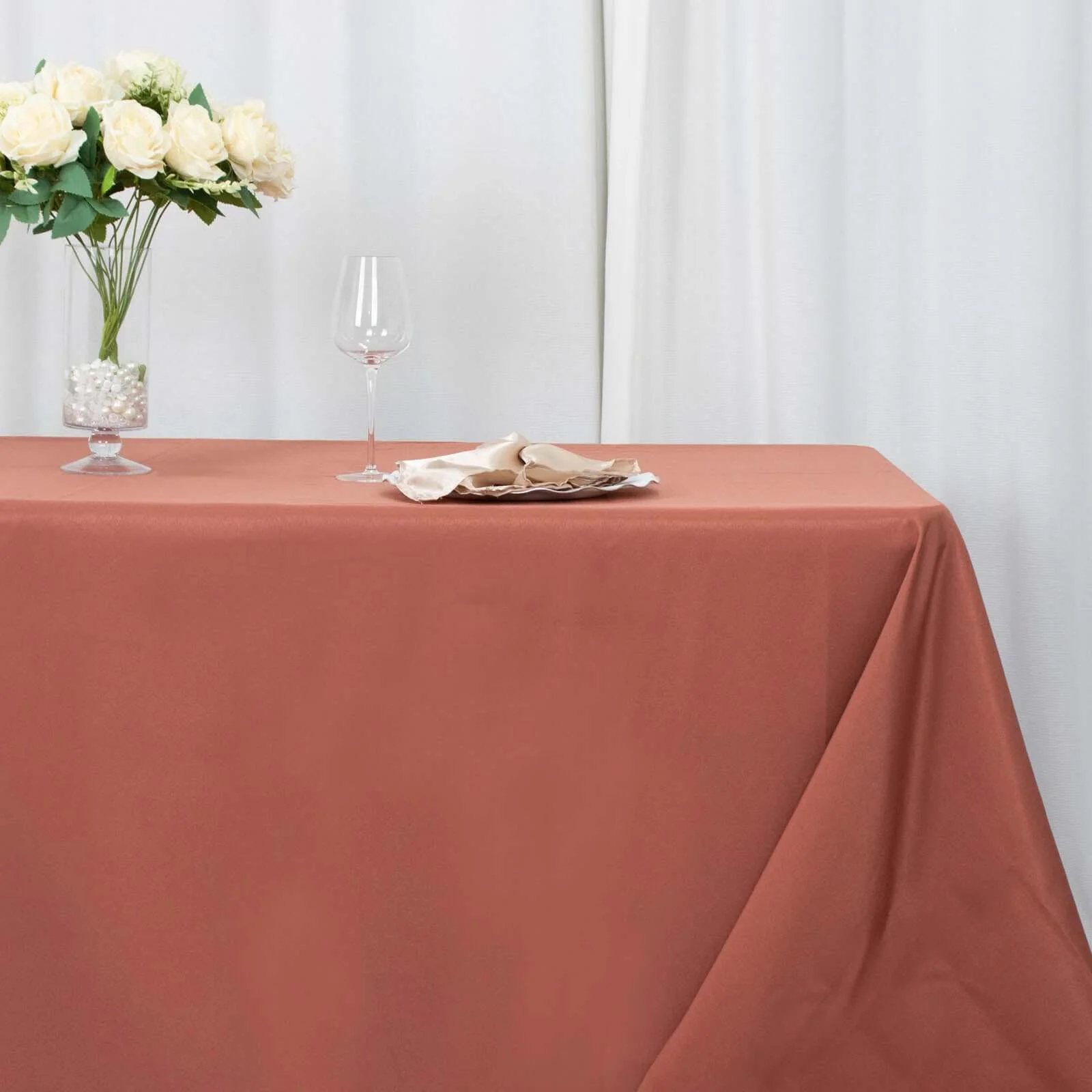 Premium Polyester Rectangle Tablecloth 90"x156" Terracotta (Rust) - Seamless 220GSM Wrinkle-Resistant & Durable Finish - Image 11