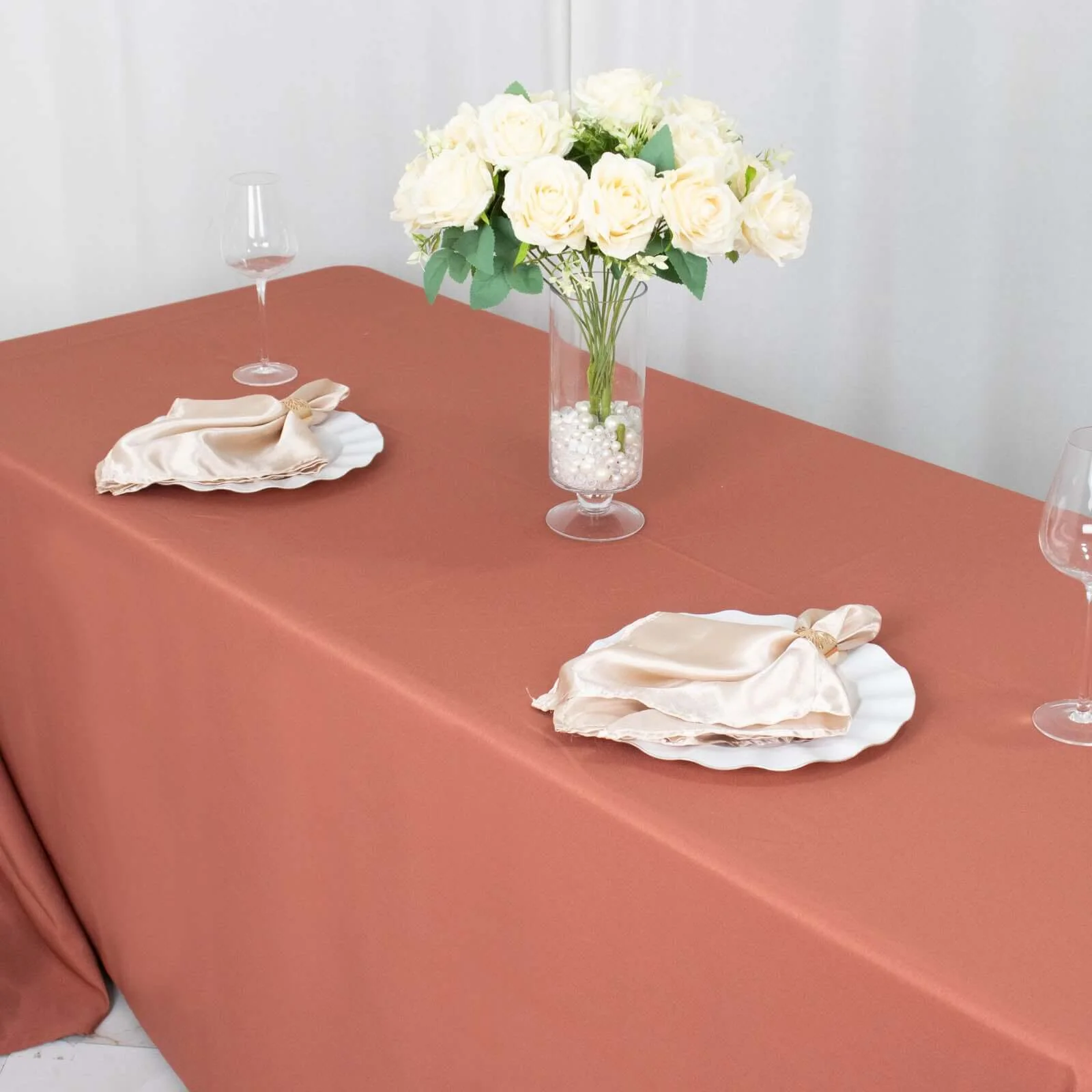 Premium Polyester Rectangle Tablecloth 90"x156" Terracotta (Rust) - Seamless 220GSM Wrinkle-Resistant & Durable Finish - Image 12