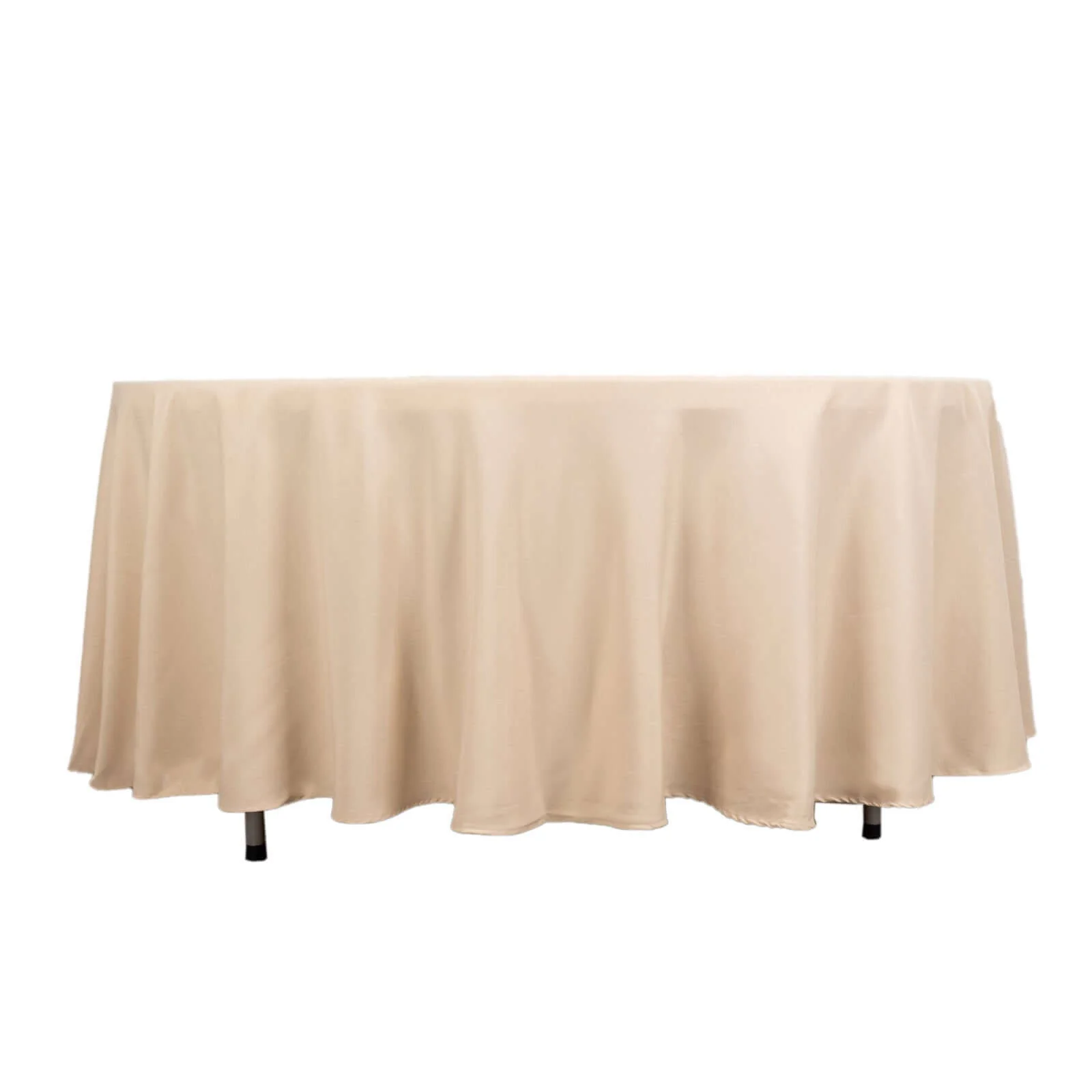 Premium Polyester Round Tablecloth 108" Beige - 220GSM Wrinkle-Resistant & Durable Table Cover - Image 6