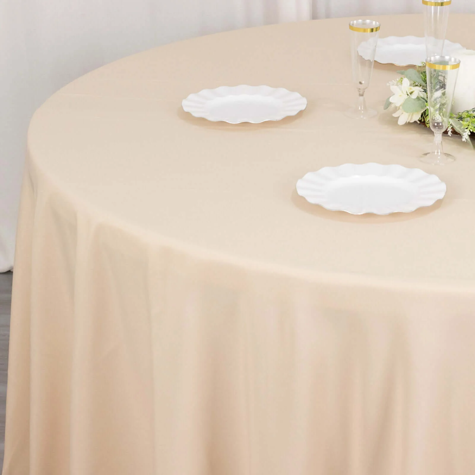 Premium Polyester Round Tablecloth 108" Beige - 220GSM Wrinkle-Resistant & Durable Table Cover - Image 8