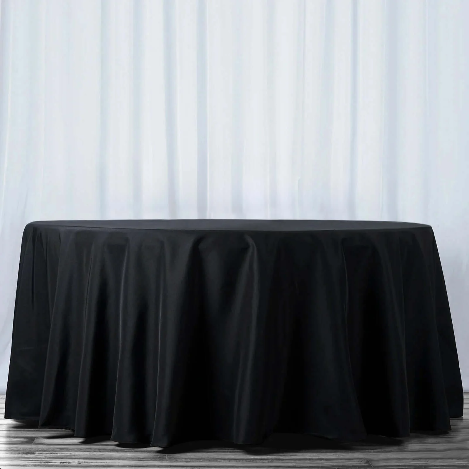 Premium Polyester Round Tablecloth 108" Black - 220GSM Wrinkle-Resistant & Durable Table Cover