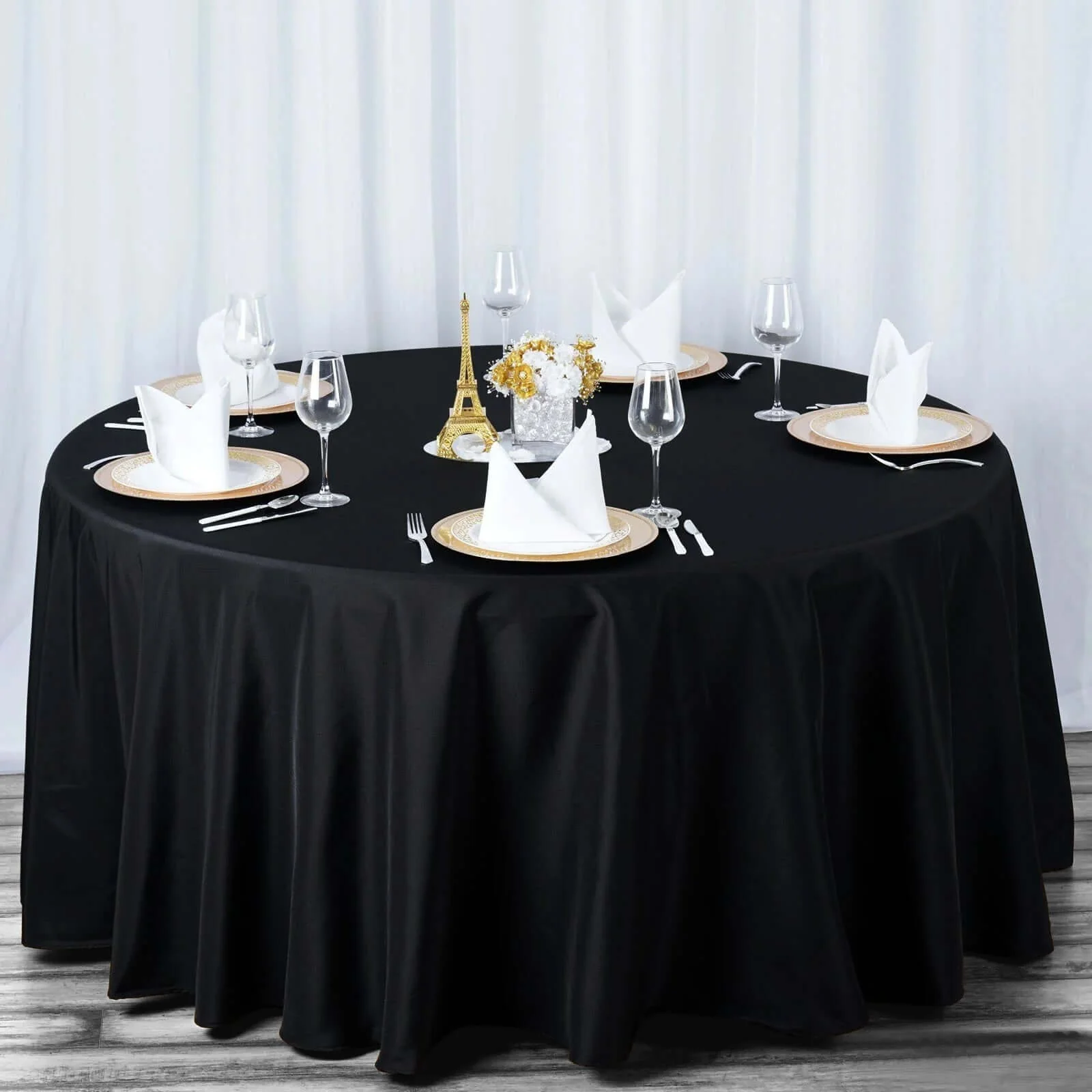 Premium Polyester Round Tablecloth 108" Black - 220GSM Wrinkle-Resistant & Durable Table Cover - Image 2