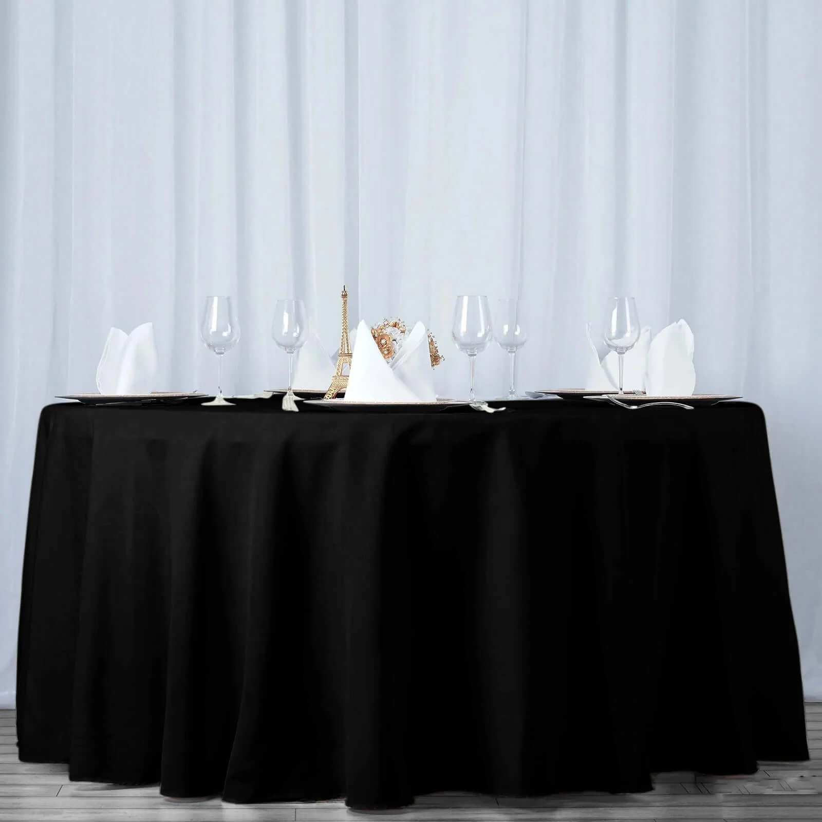 Premium Polyester Round Tablecloth 108" Black - 220GSM Wrinkle-Resistant & Durable Table Cover - Image 3