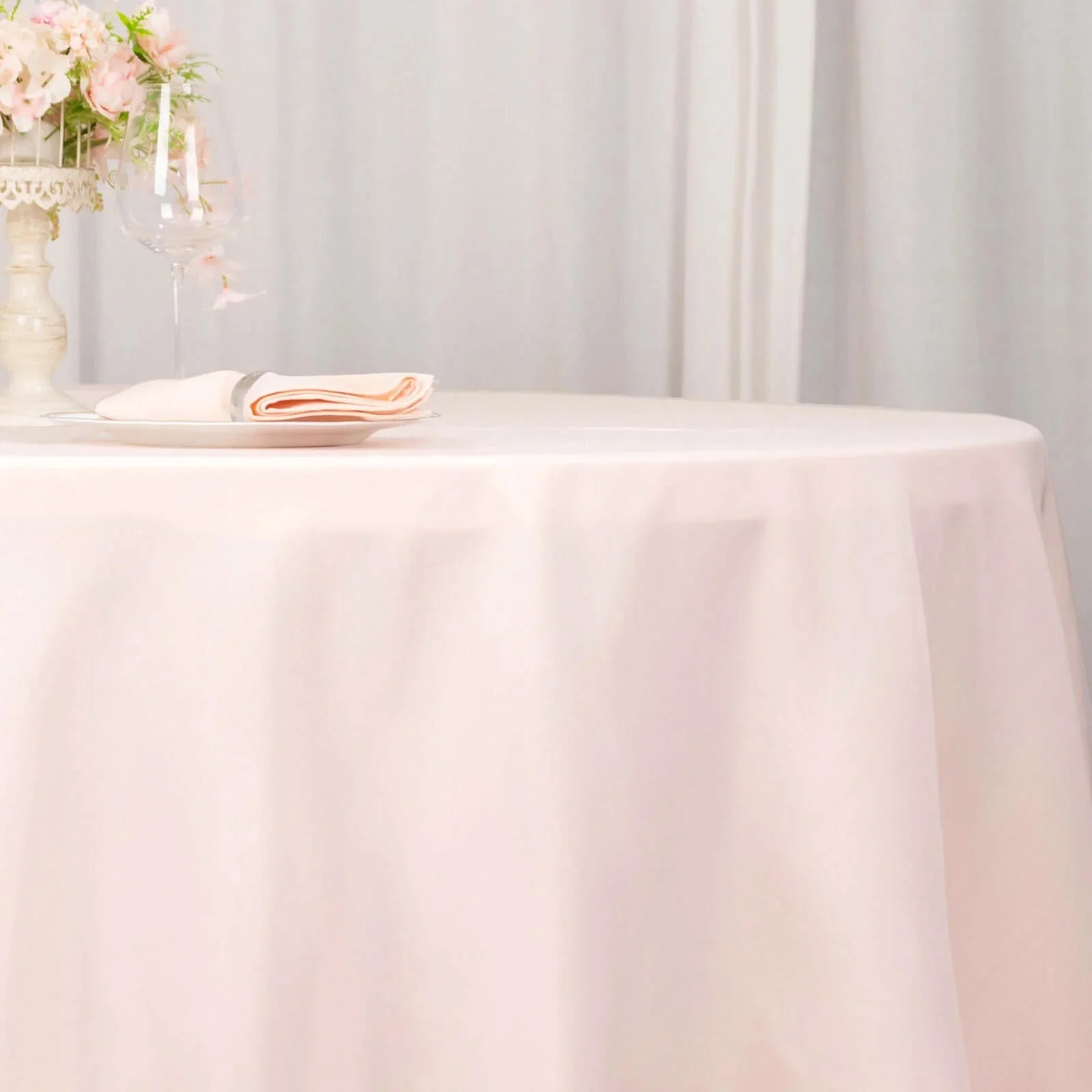 Premium Polyester Round Tablecloth 108" Blush - 220GSM Wrinkle-Resistant & Durable Table Cover - Image 7