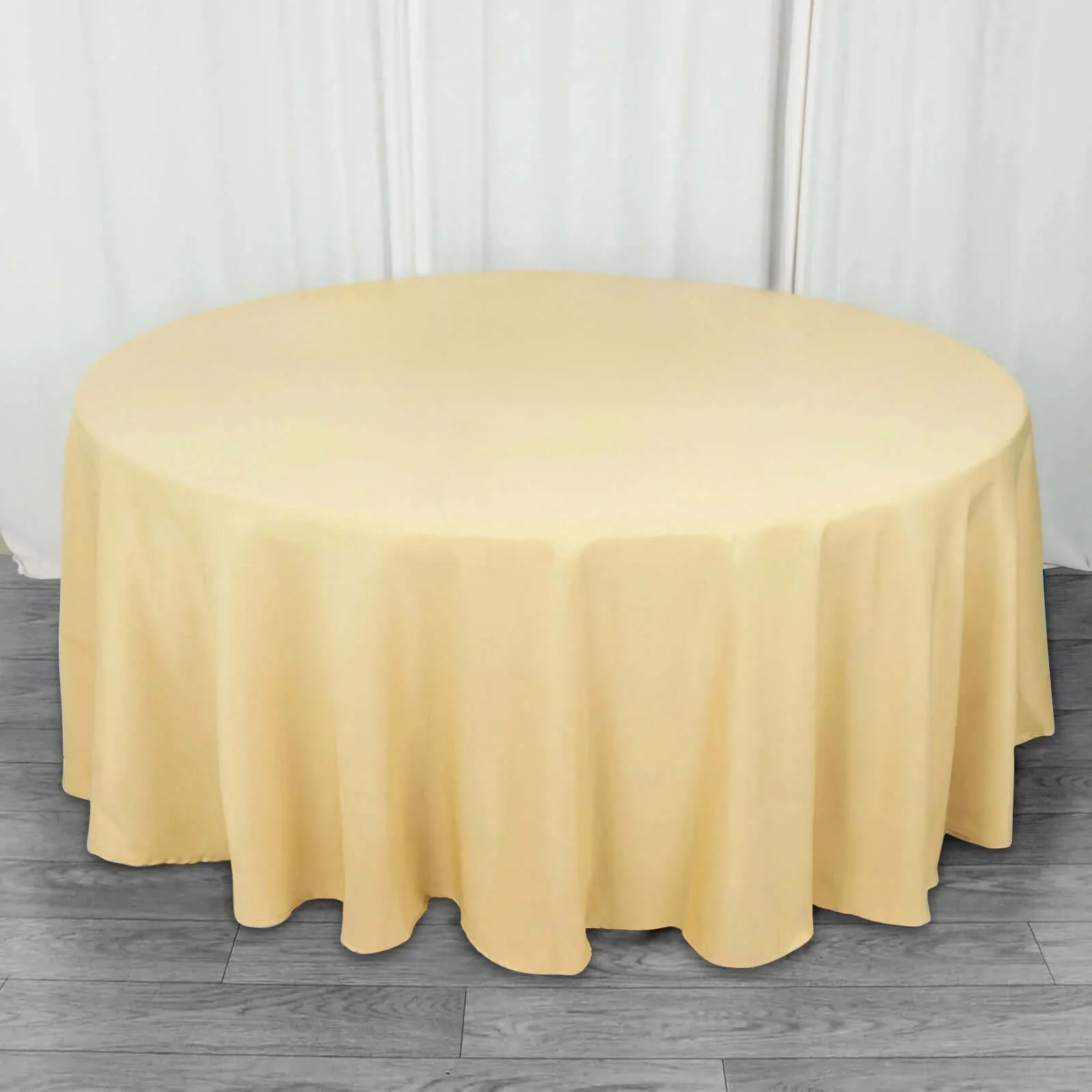Premium Polyester Round Tablecloth 108" Champagne - 220GSM Wrinkle-Resistant & Durable Table Cover