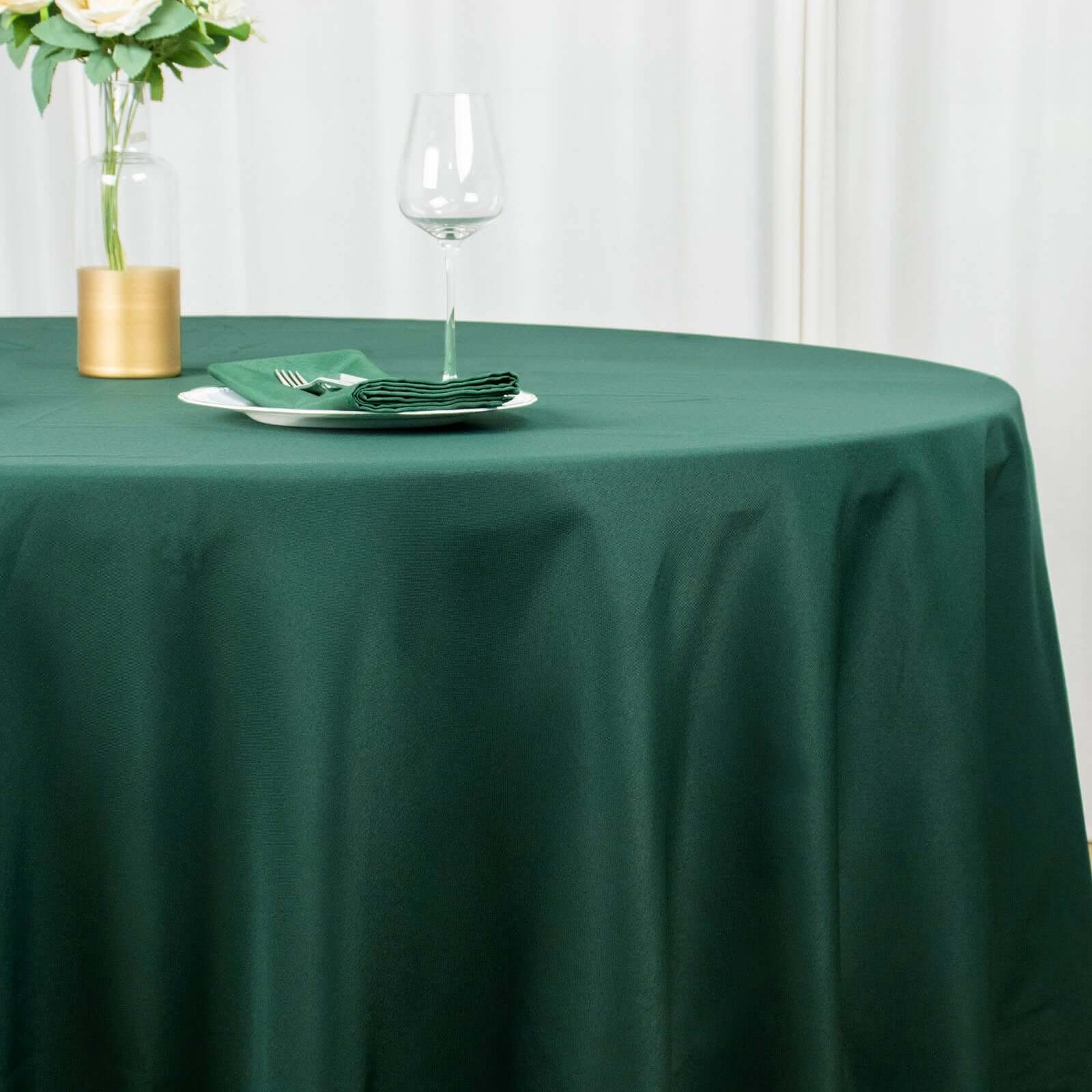 Premium Polyester Round Tablecloth 108" Hunter Emerald Green - 220GSM Wrinkle-Resistant & Durable Table Cover - Image 2
