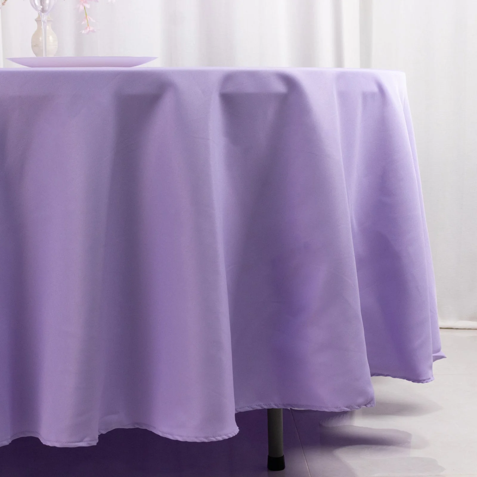 Premium Polyester Round Tablecloth 108" Lavender Lilac - 220GSM Wrinkle-Resistant & Durable Table Cover - Image 2
