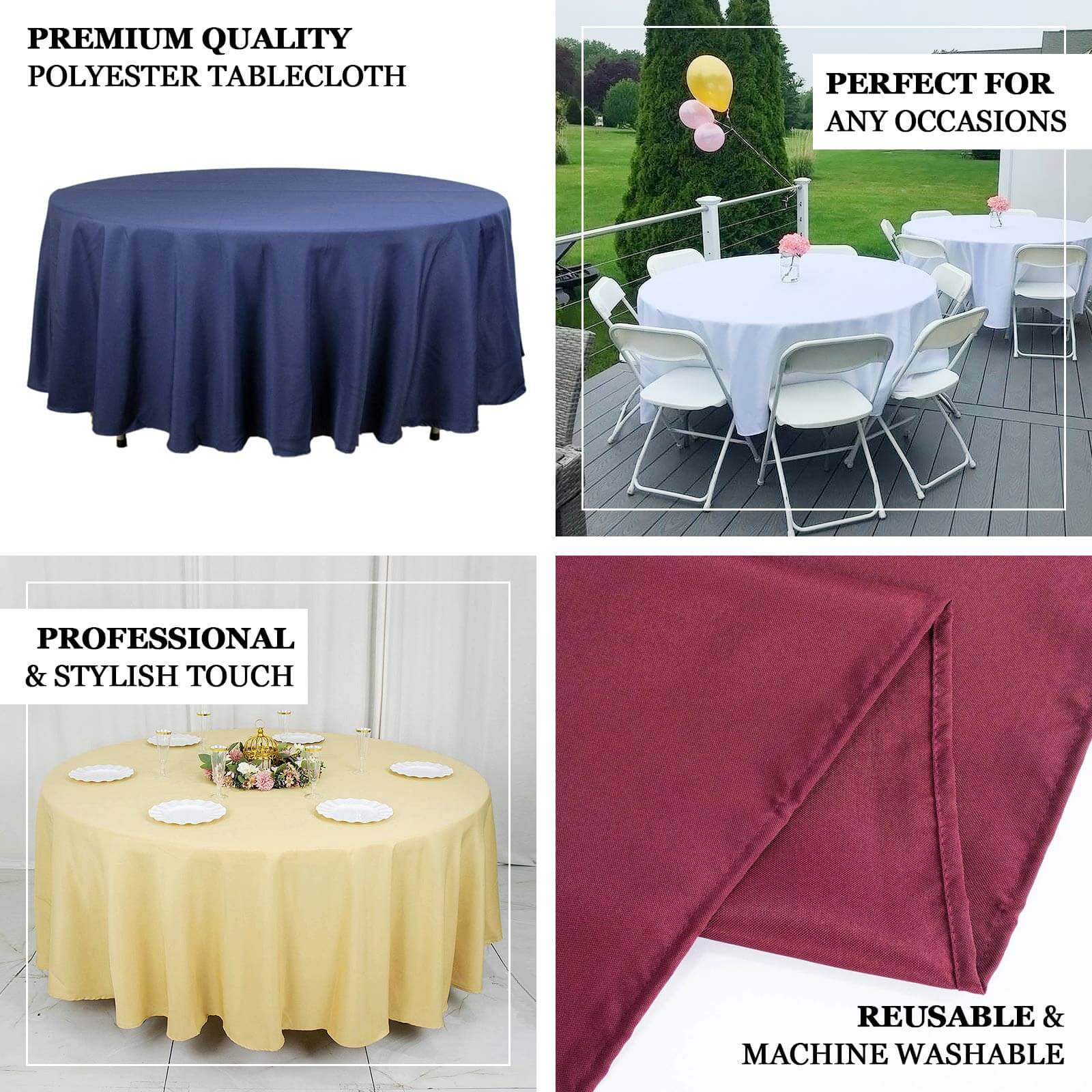 Premium Polyester Round Tablecloth 108" Pink - 220GSM Wrinkle-Resistant & Durable Table Cover - Image 4