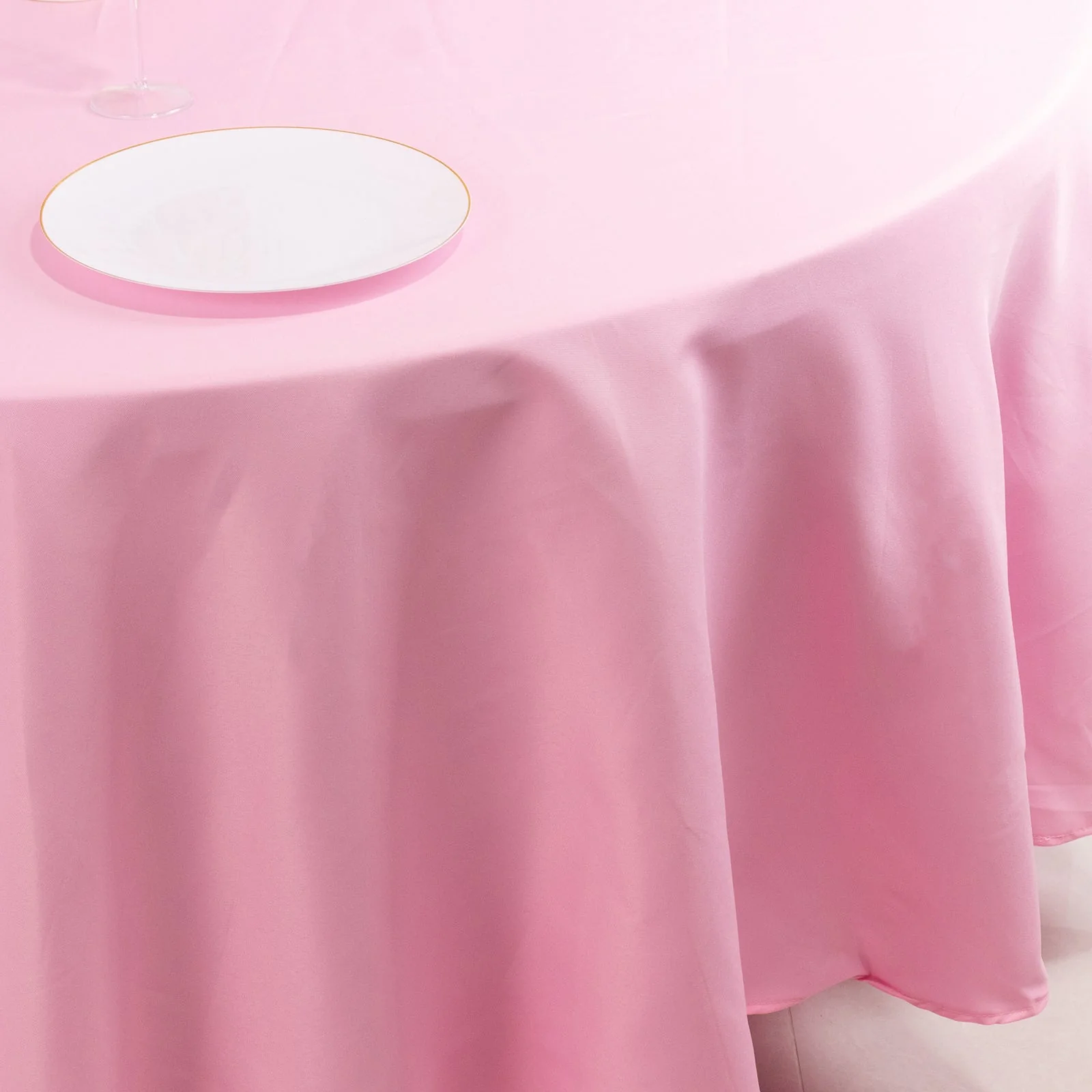 Premium Polyester Round Tablecloth 108" Pink - 220GSM Wrinkle-Resistant & Durable Table Cover - Image 6