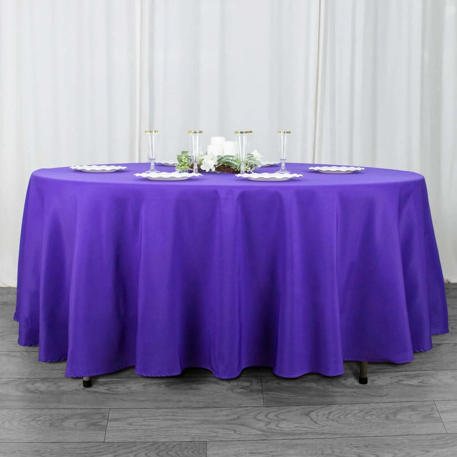 Premium Polyester Round Tablecloth 108" Purple - 220GSM Wrinkle-Resistant & Durable Table Cover - Image 3
